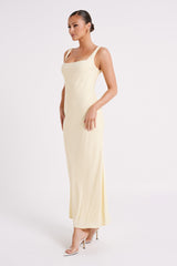 Ensley Satin Maxi Dress - Light Yellow