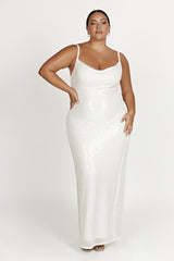 Marise Sequin Gown - White