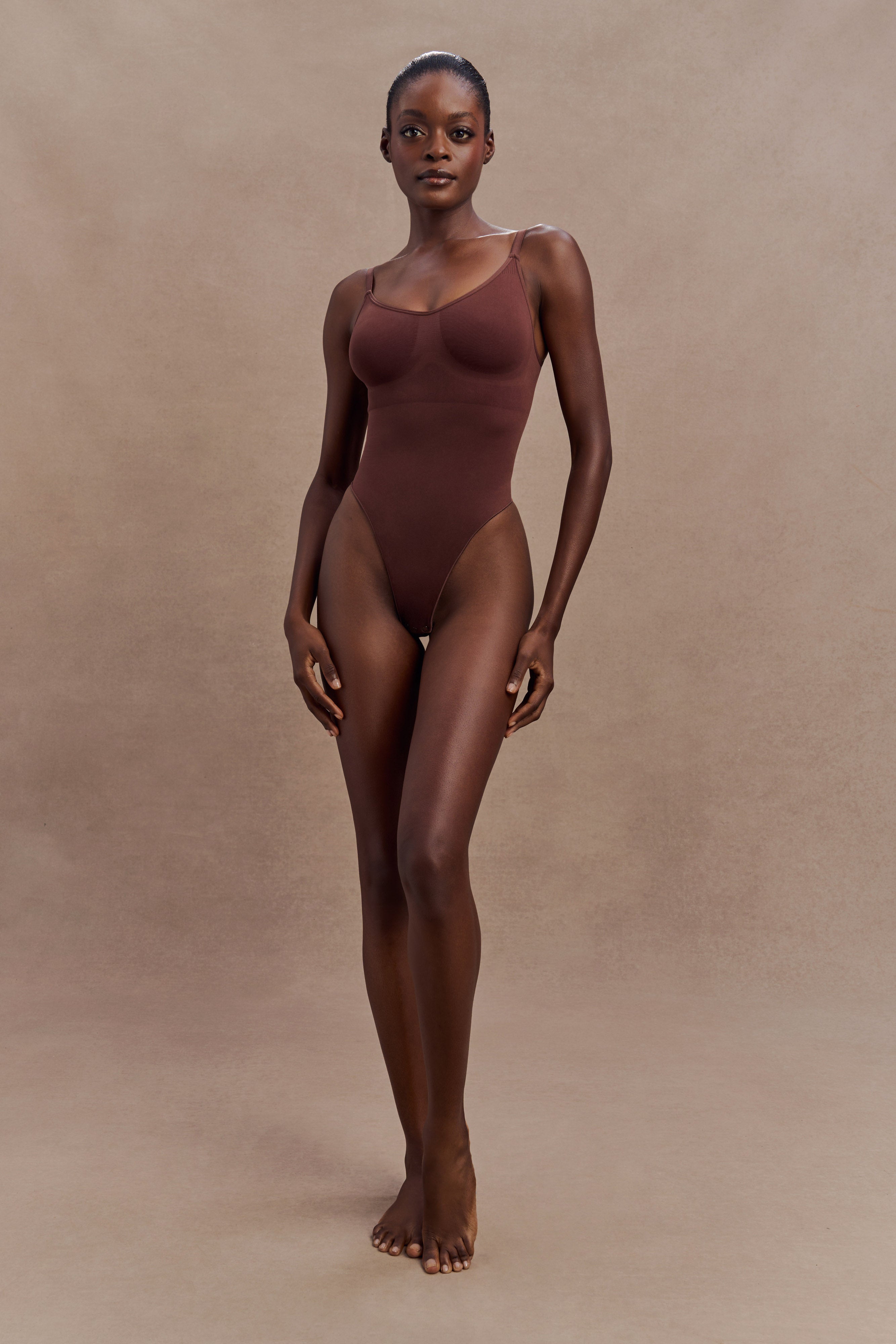 Alyssa Backless Shapewear Bodysuit - Espresso