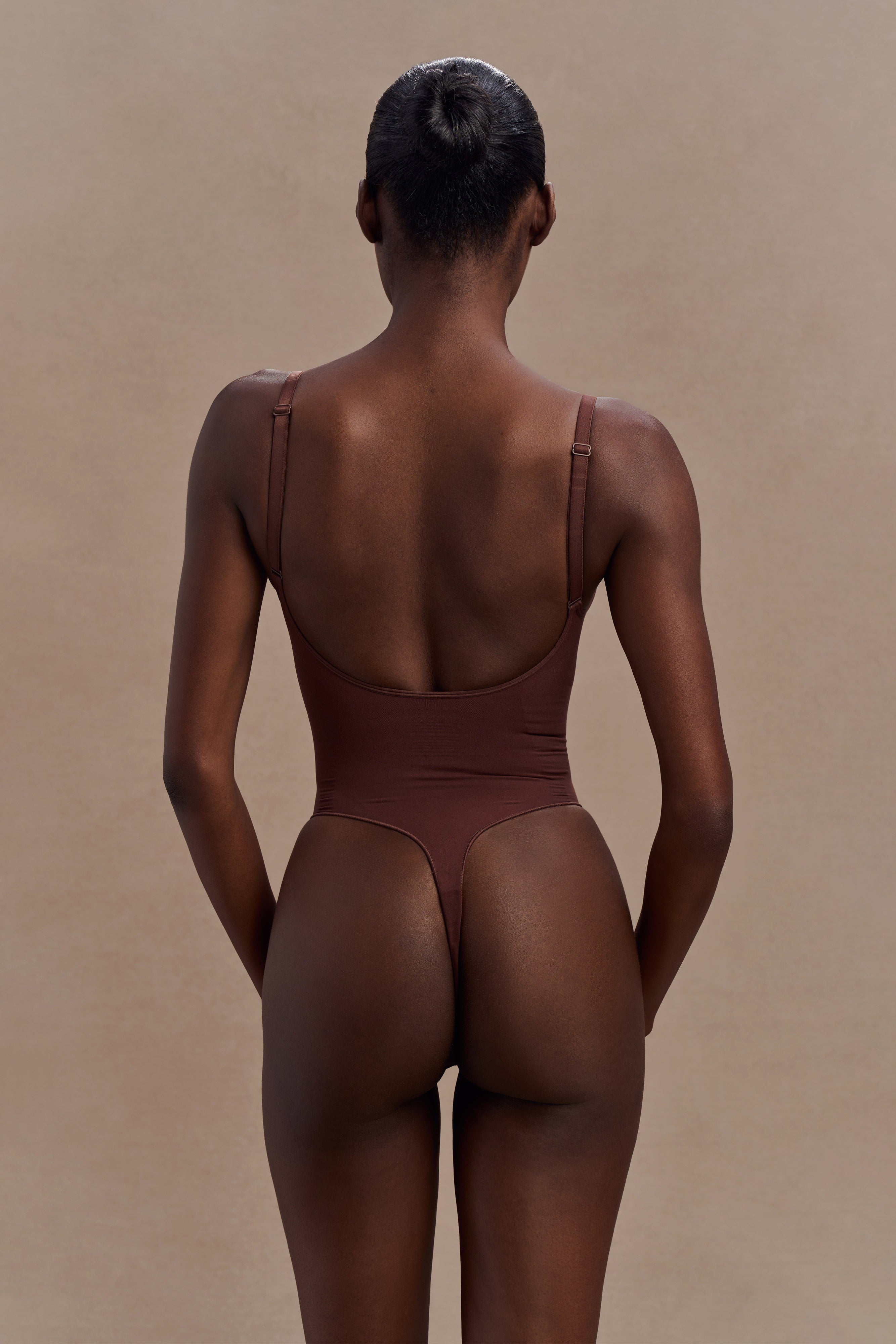 Alyssa Backless Shapewear Bodysuit - Espresso