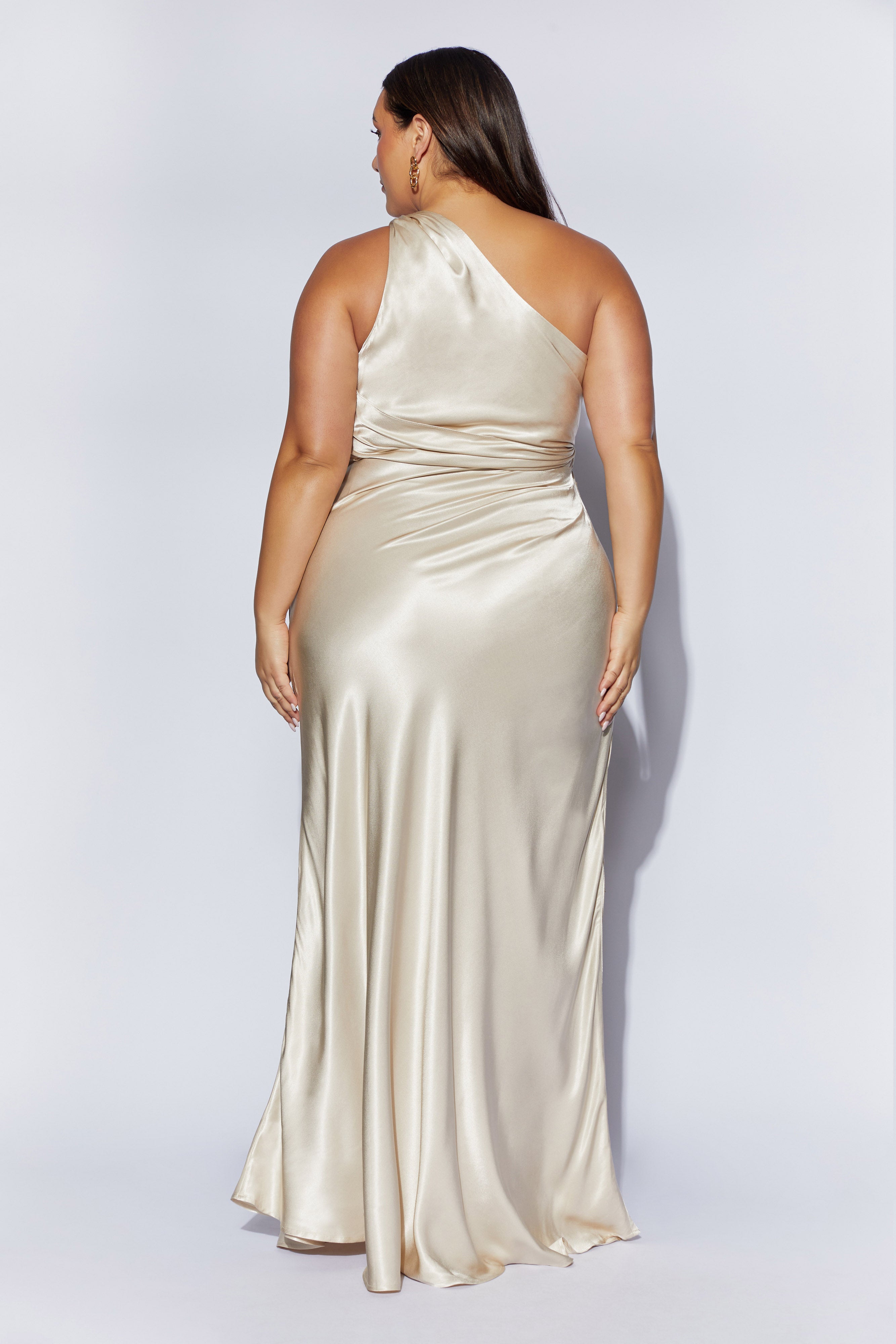 Calliope One Shoulder Maxi Dress - Blush Gold