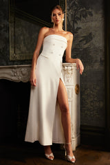 Abbie Strapless Suiting Maxi Dress - Ivory