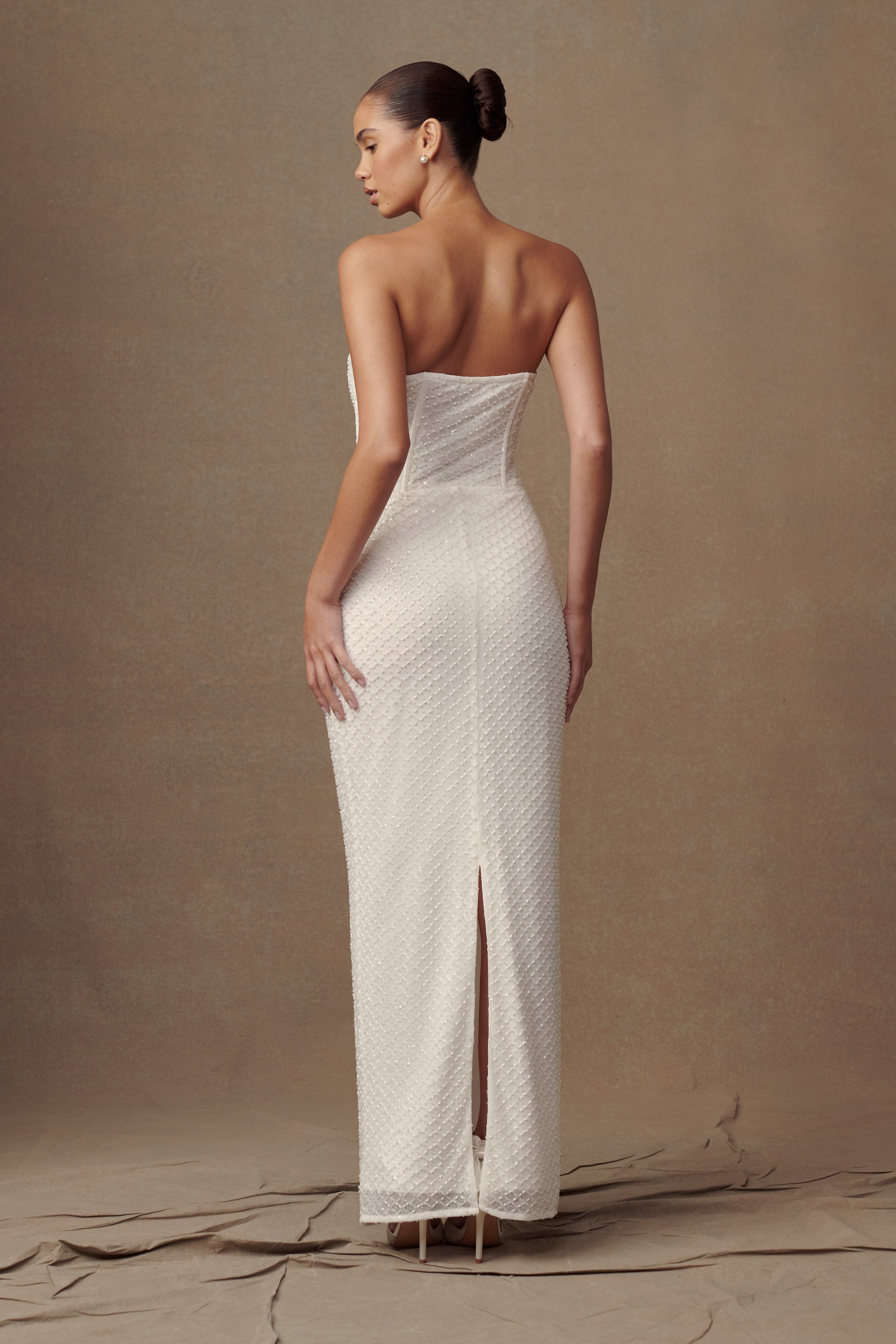 Gemma Strapless Sequin Maxi Dress - White
