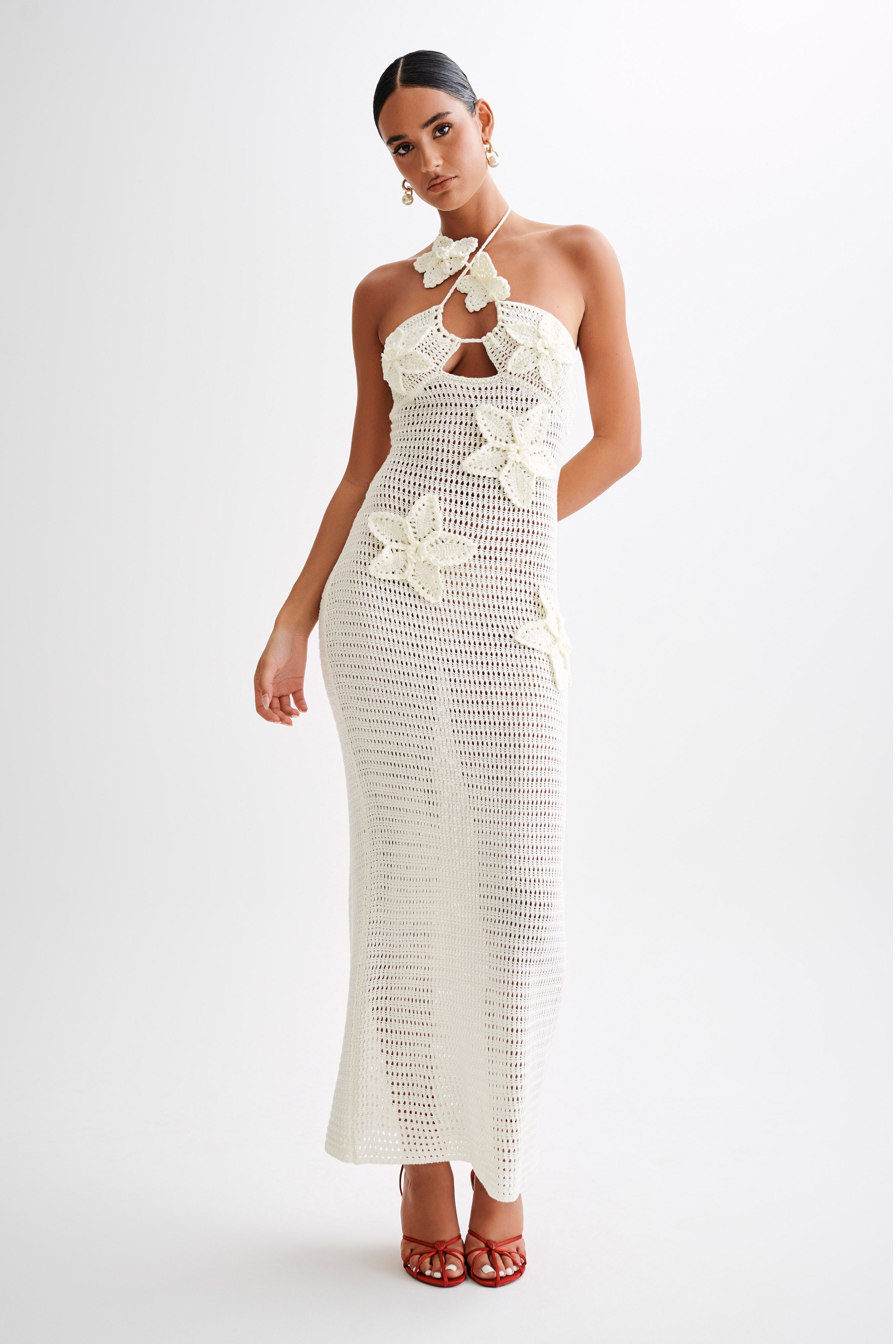 Kyla Floral Crochet Maxi Dress - Ivory
