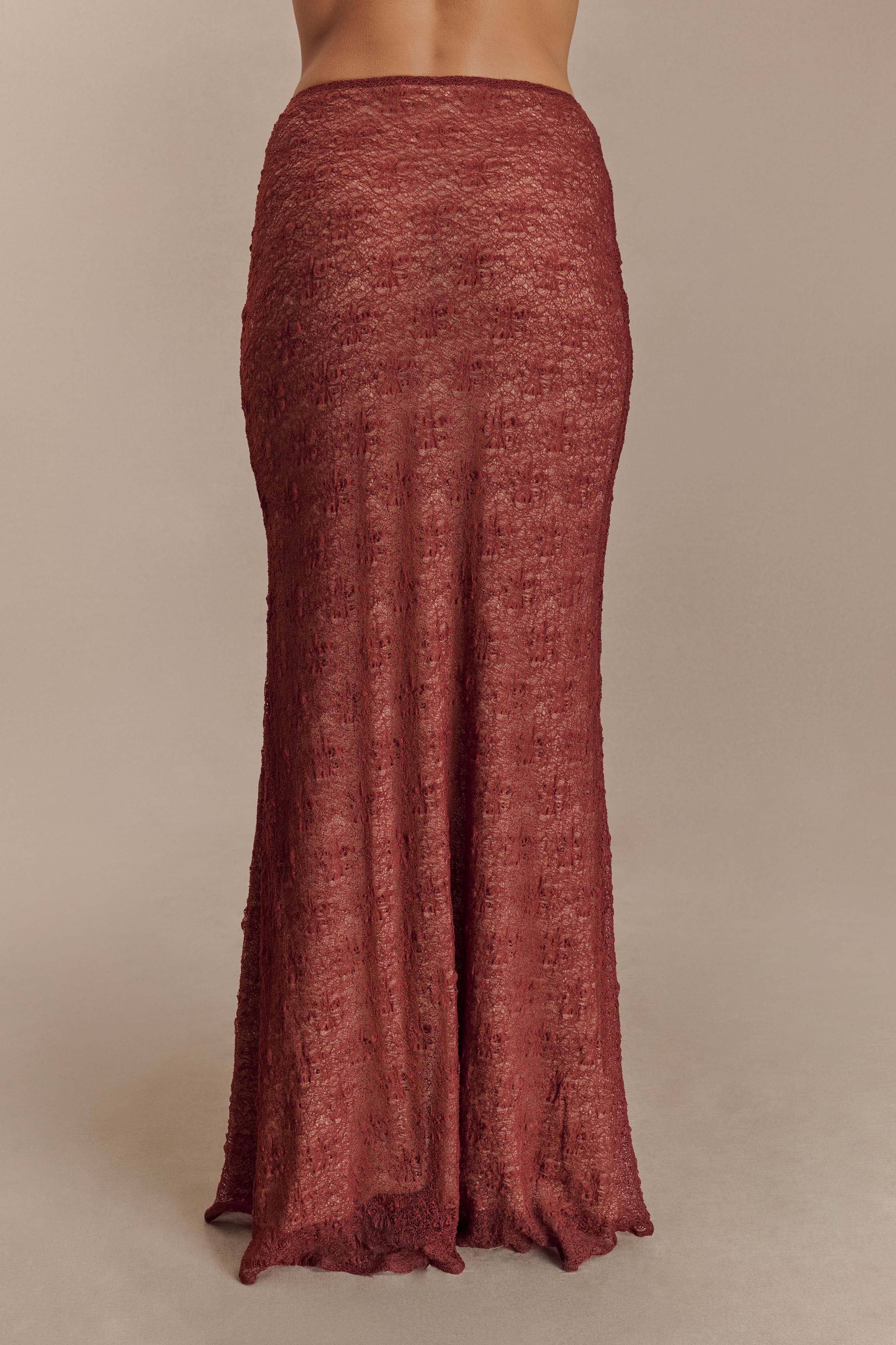 Robyn Sheer Lace Maxi Skirt - Chilli