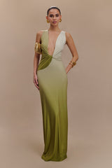 Stella Draped Slinky Maxi Dress - Ombre Vintage Olive