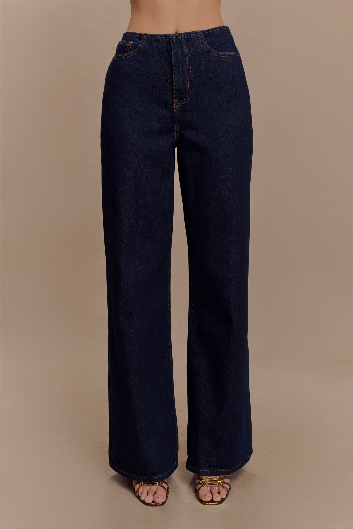 Caitlin Mid Rise Denim Jeans - Indigo Blue