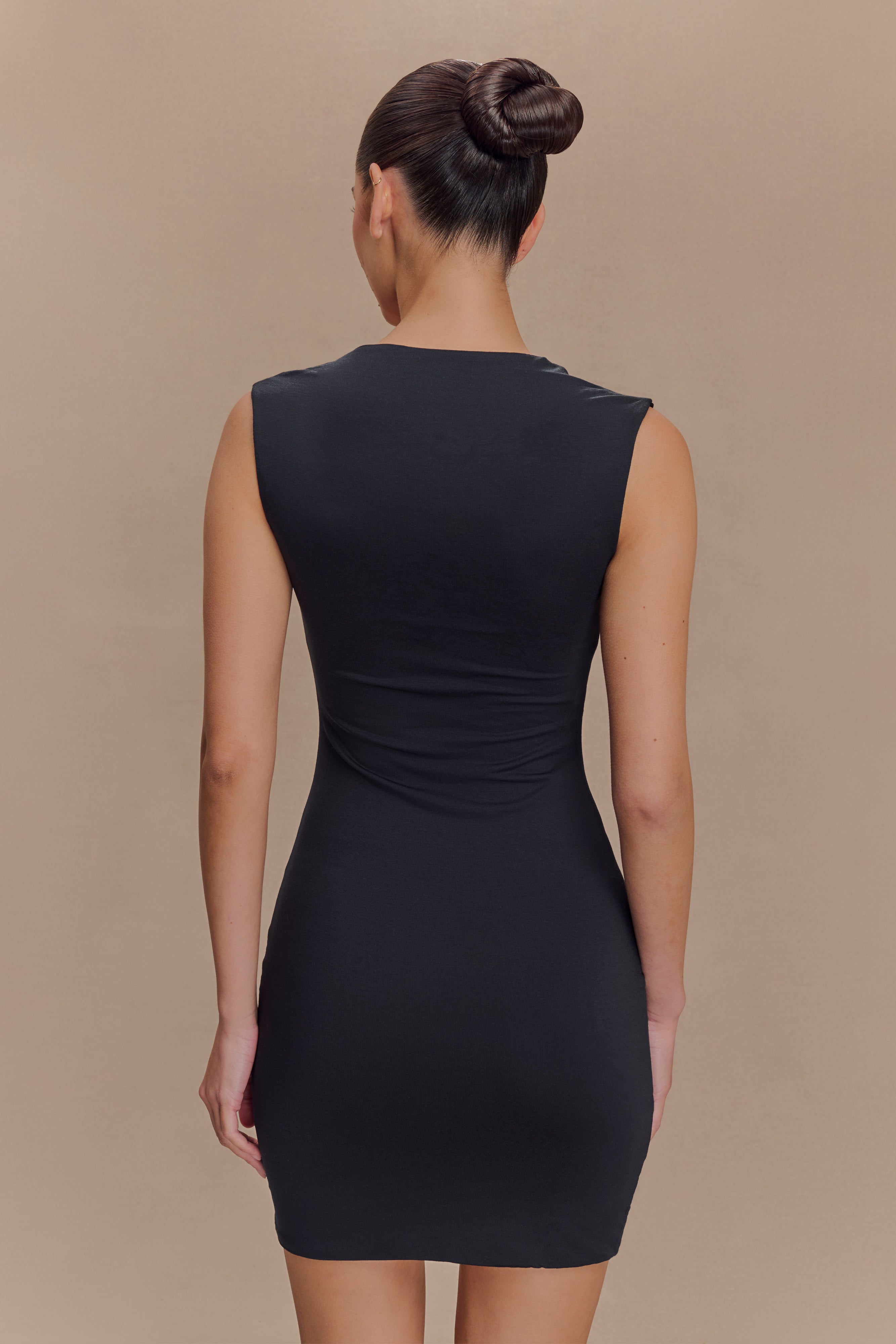 Tatianna Lace Trim Modal Mini Dress - Black