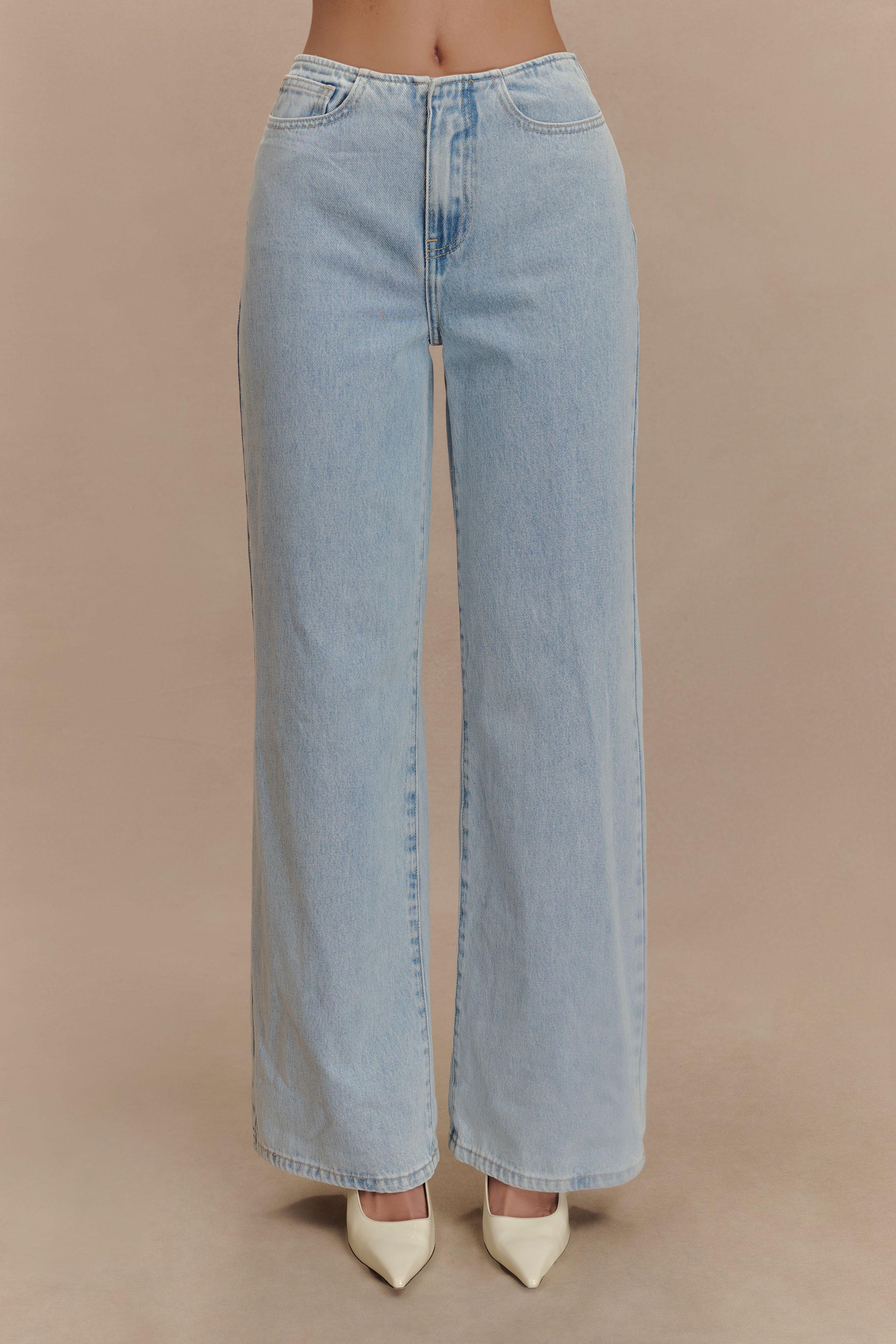 Caitlin Mid Rise Denim Jeans - Light Blue