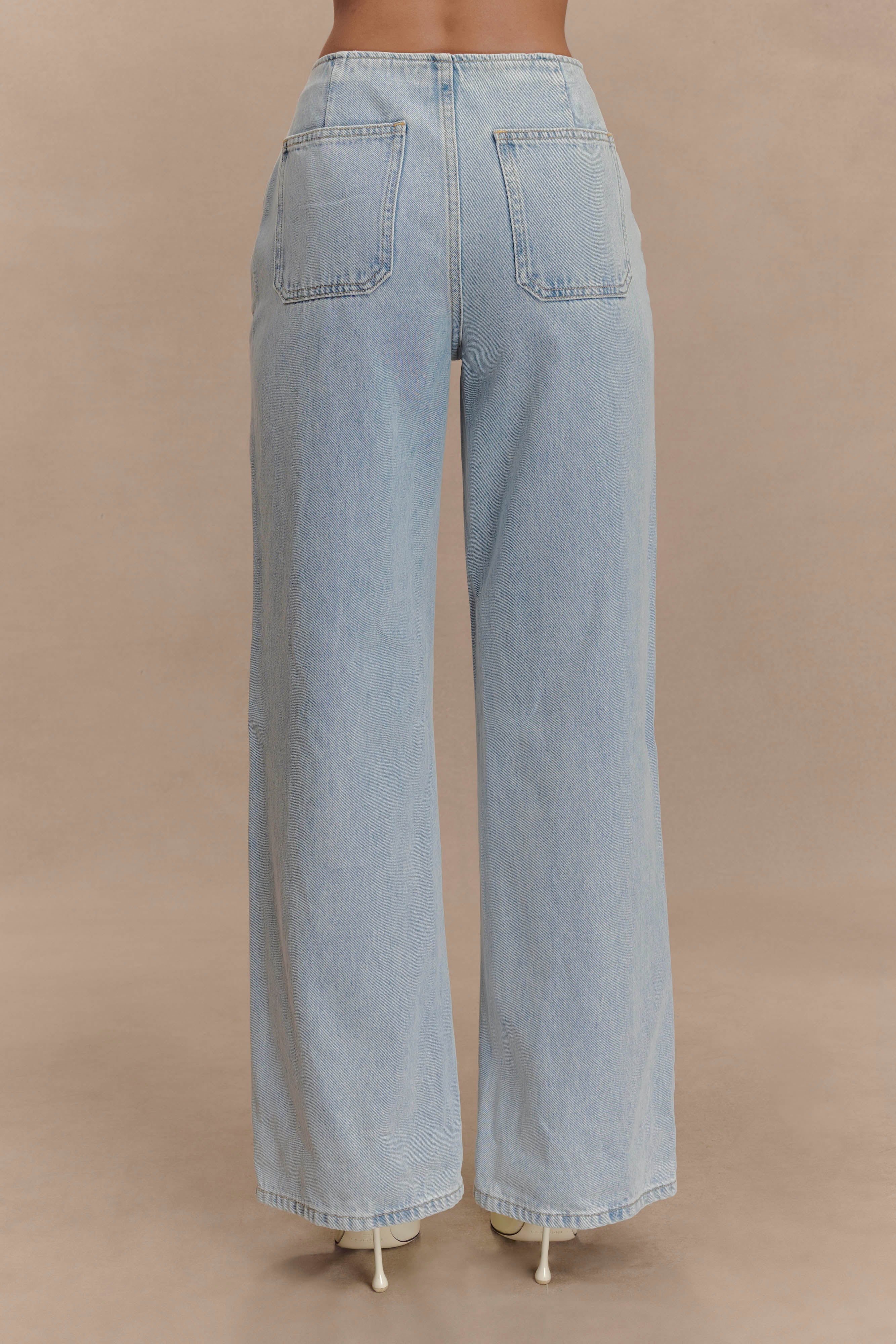 Caitlin Mid Rise Denim Jeans - Light Blue