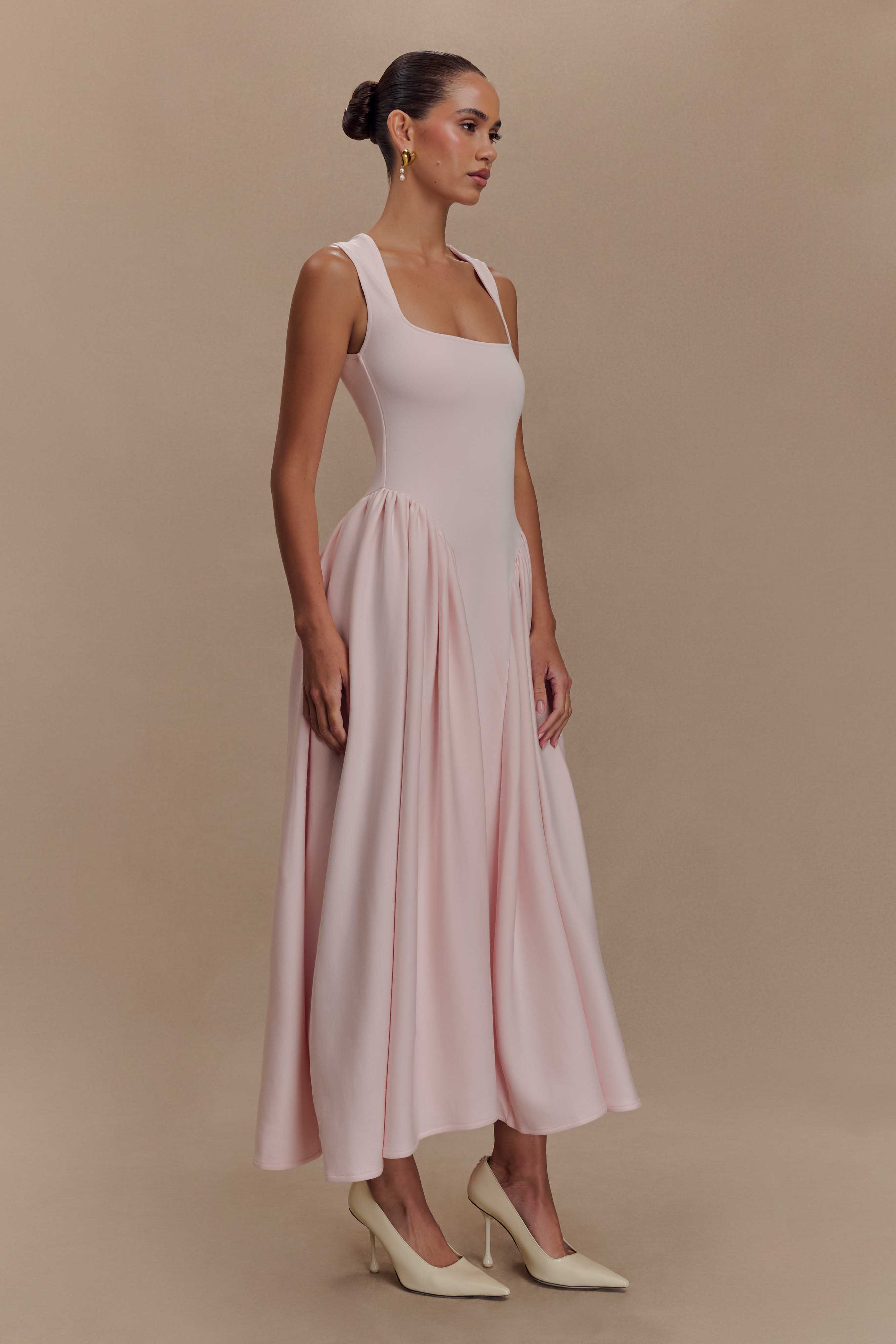 Sharon Scuba Jersey Midi Dress - Ballet Pink