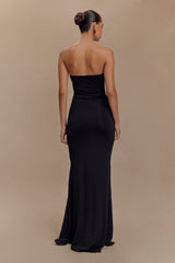 Madison Strapless Slinky Maxi Dress - Black