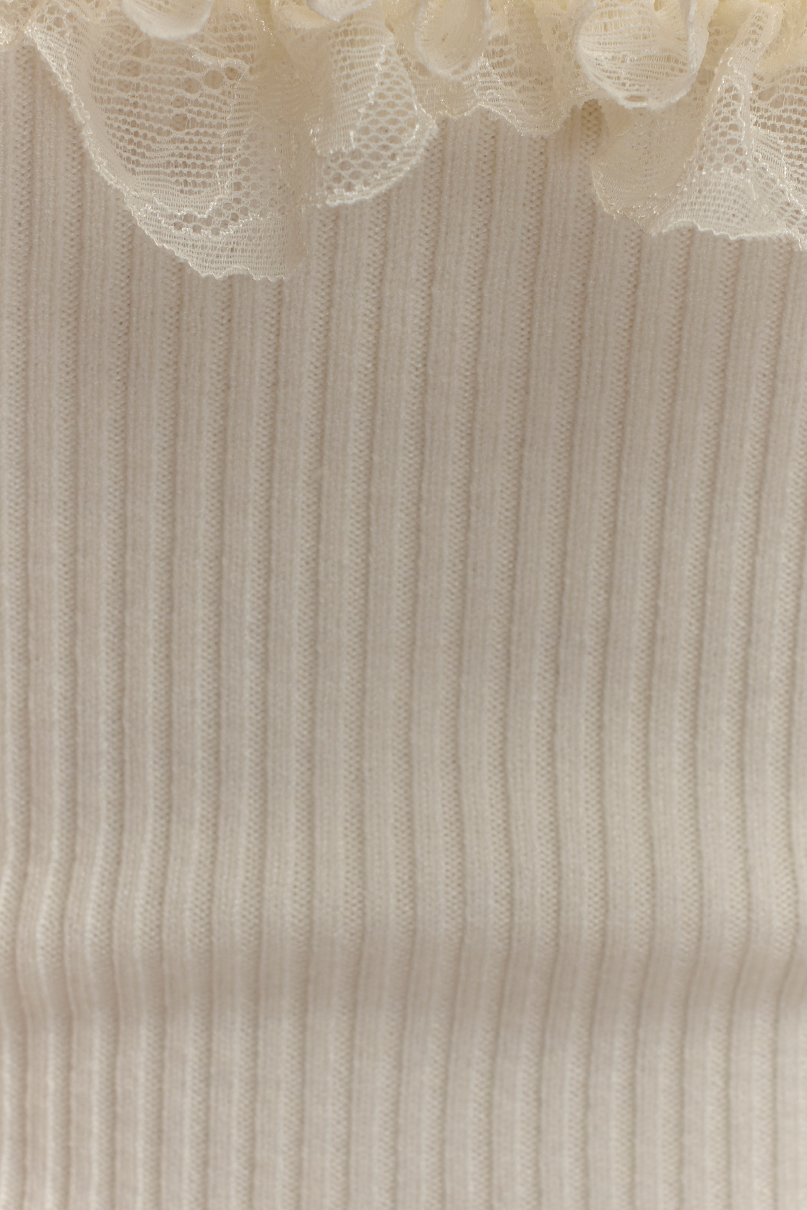 Shay Lace Ruffle Knit Top - Cream