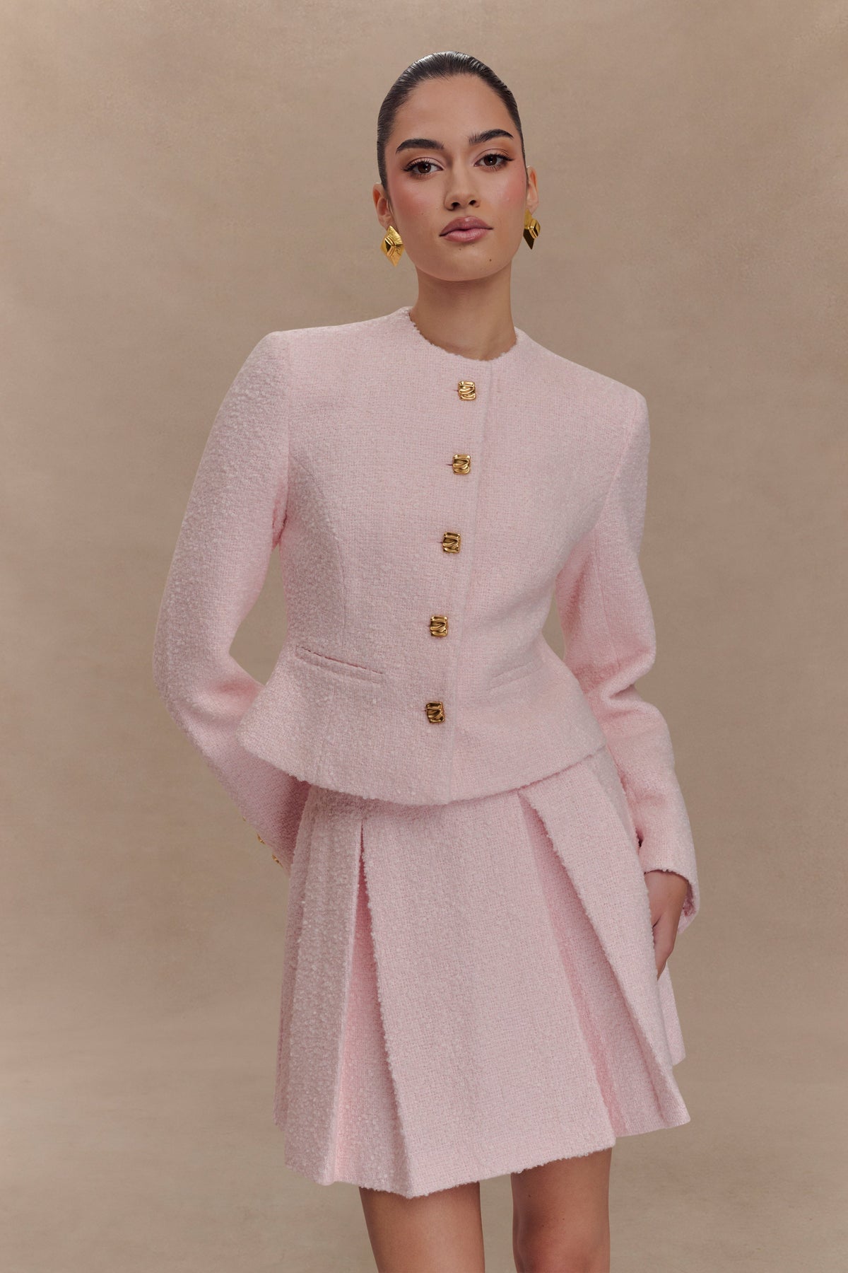 Cleo Boucle Mini Skirt - Powder Pink