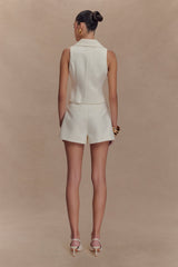 Alix Mixed Button Vest - Ivory