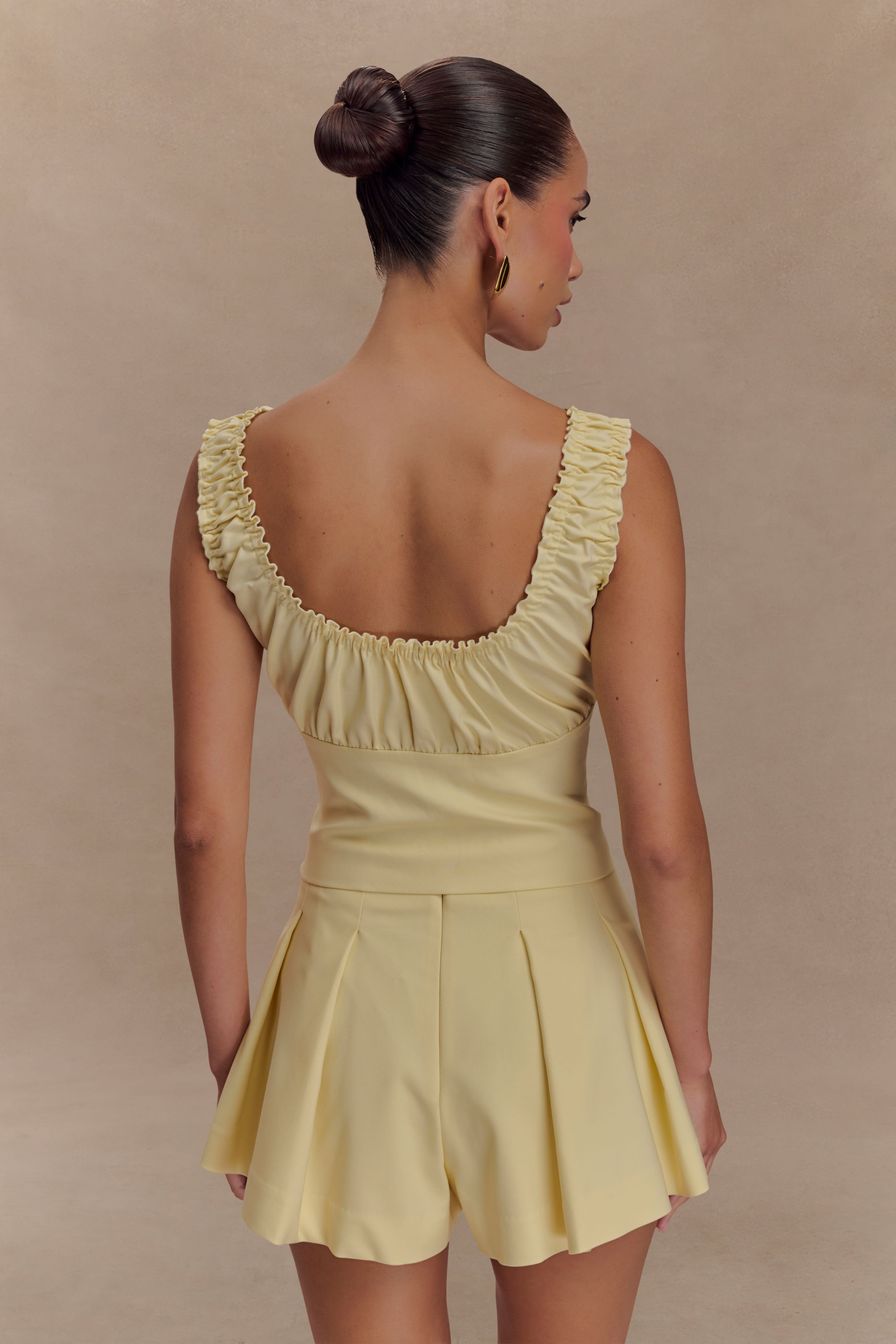 Ines Sleeveless Ruched Top - Lemon