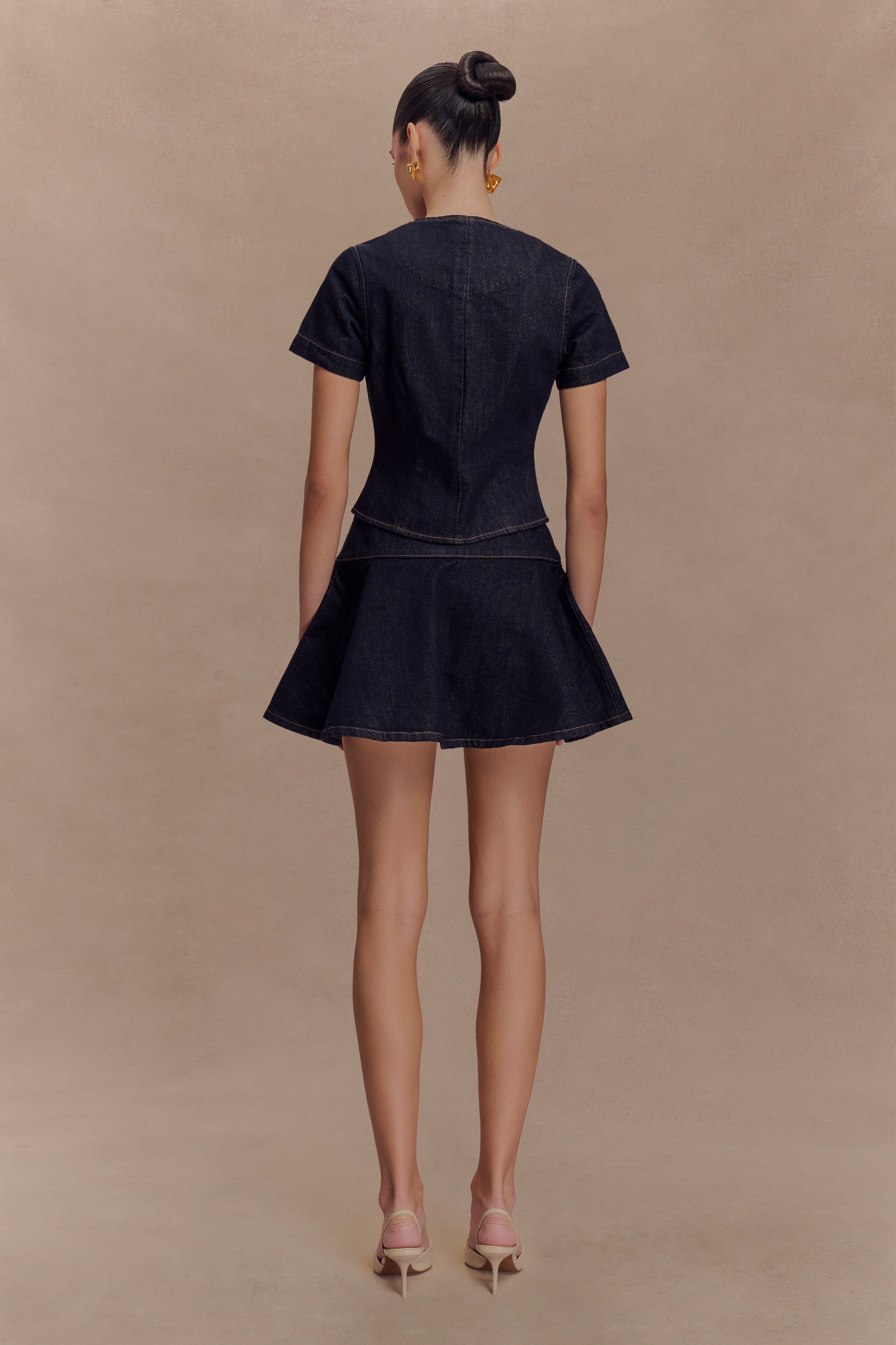 Arista Denim Mini Skirt - Washed Indigo Blue
