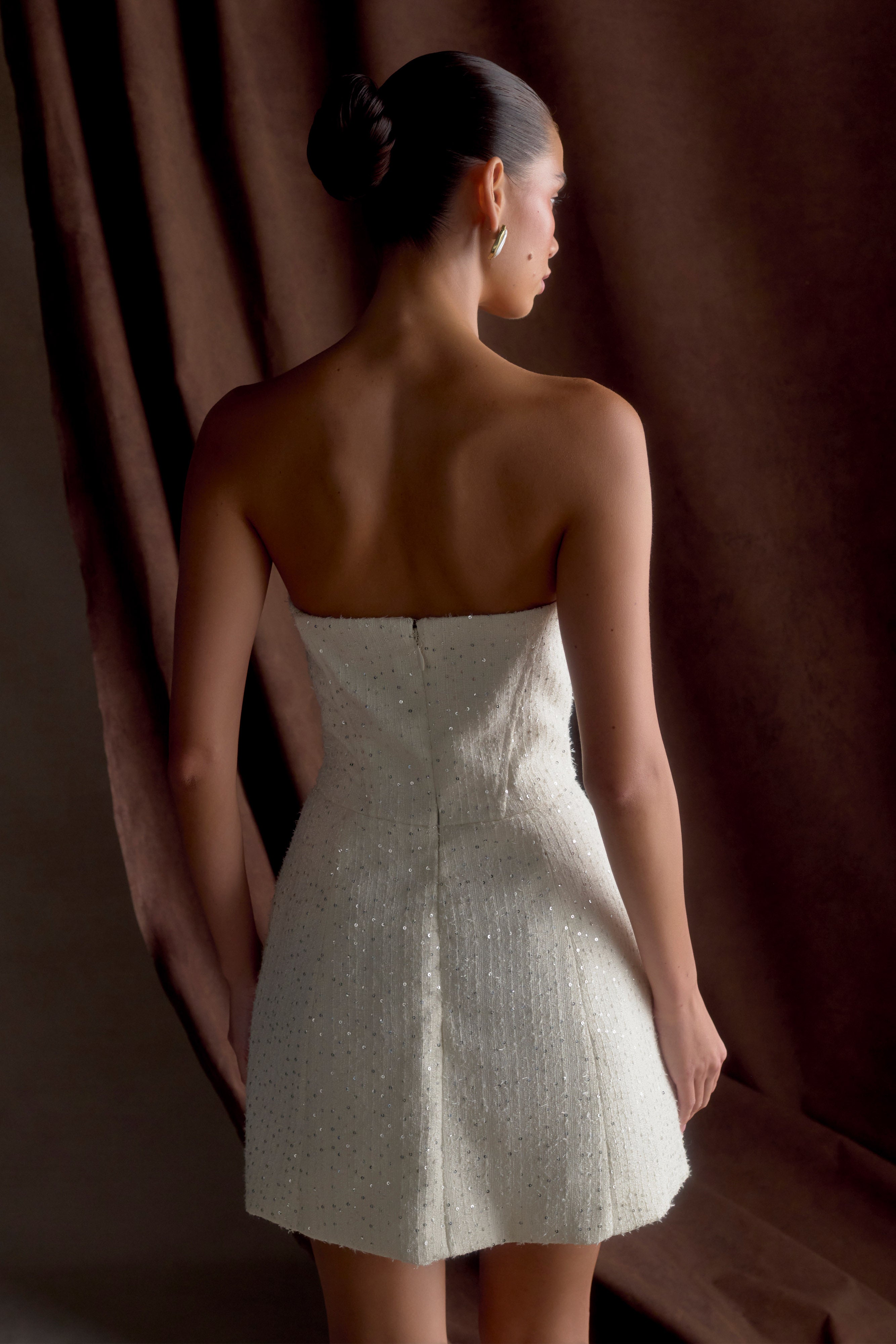 Lorrie Tweed Corset Mini Dress - White