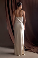 Lilly Sweetheart Satin Maxi Dress - Blush Gold