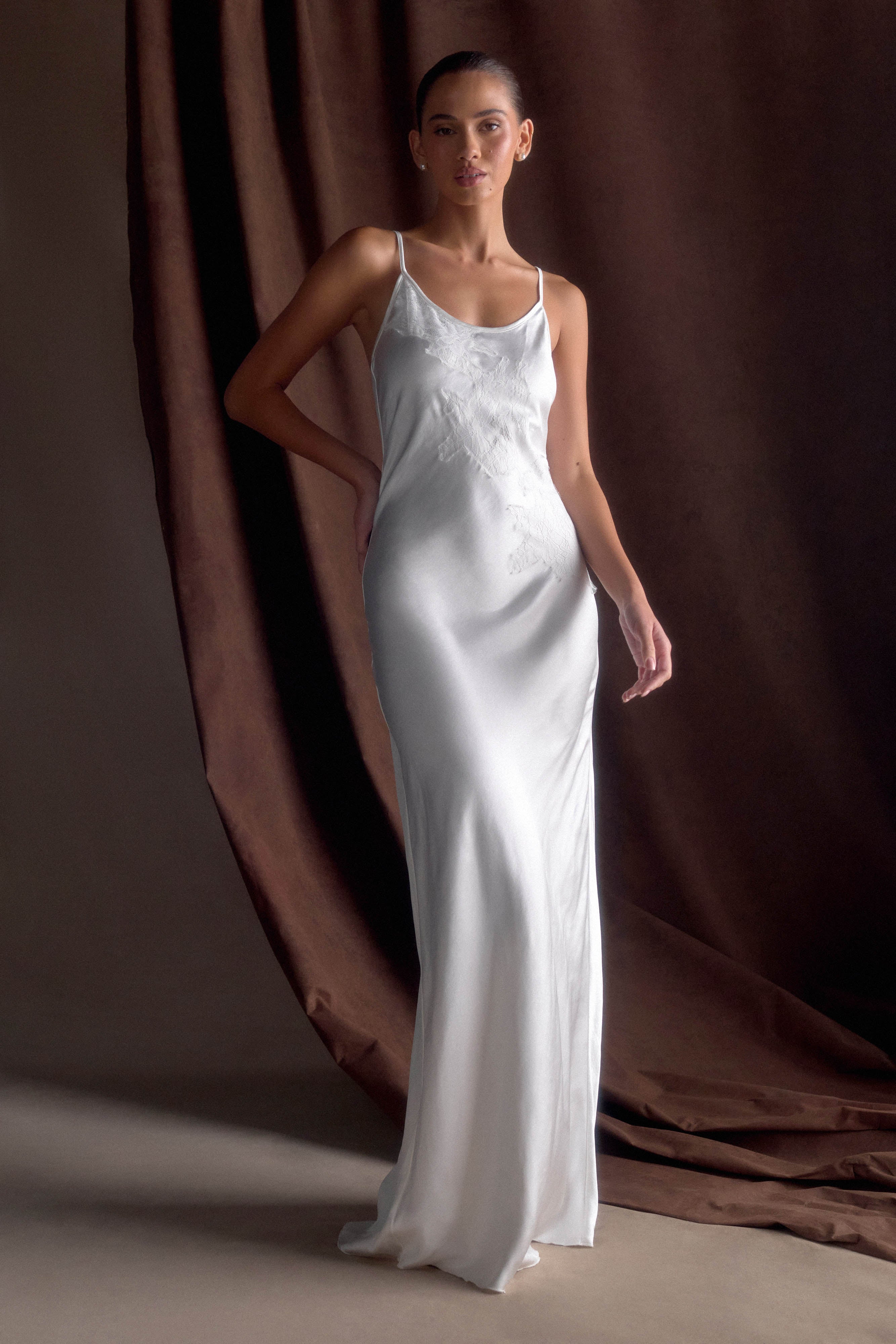 Saylor Satin Slip Maxi Dress - Ivory
