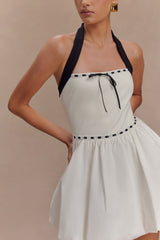 Queenie Halter Bubble Mini Dress - Black/White