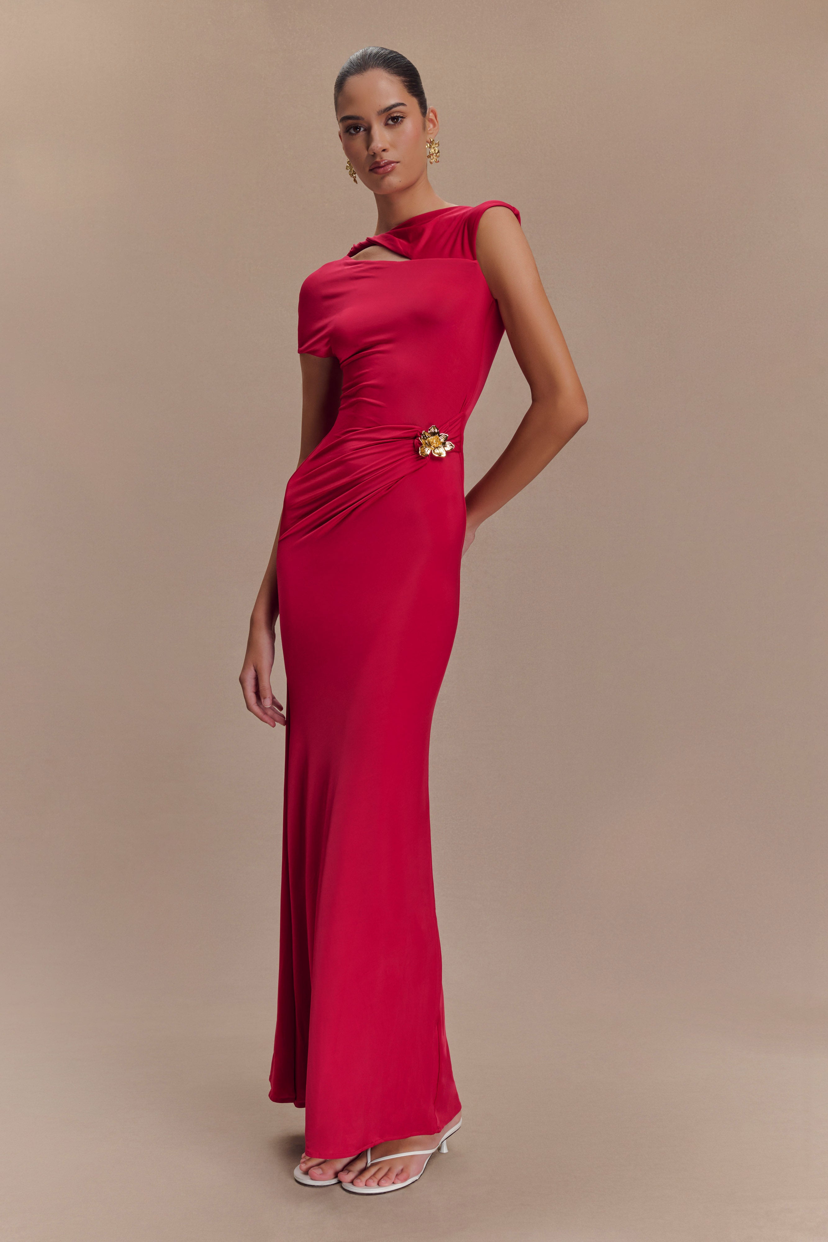 Kaida Slinky Maxi Dress With Hardware - Fuchsia Pink