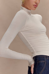 Ember Modal Long Sleeve High Neck Top - Ivory