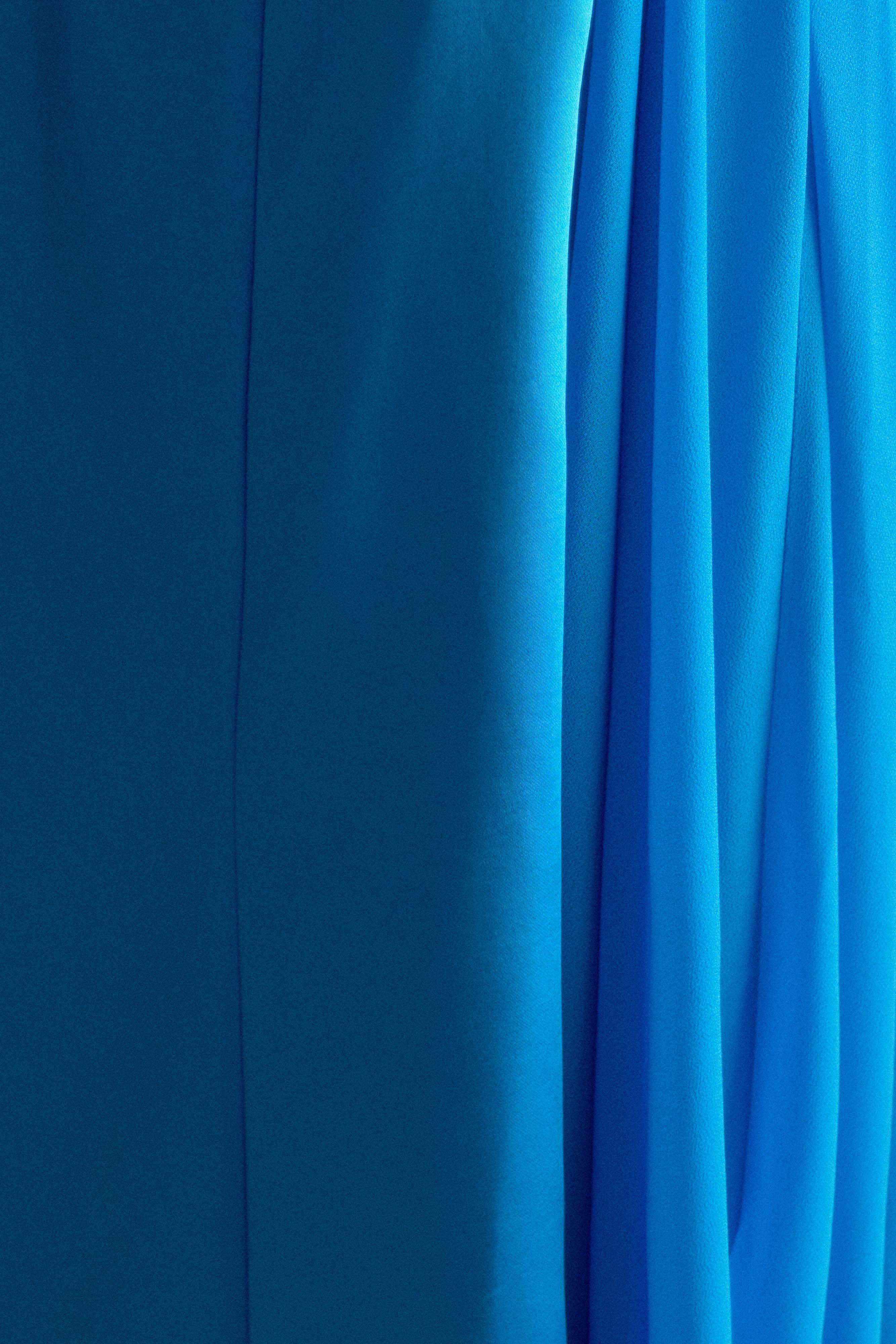 Rosella Satin Strapless Maxi Dress - Cyan Blue