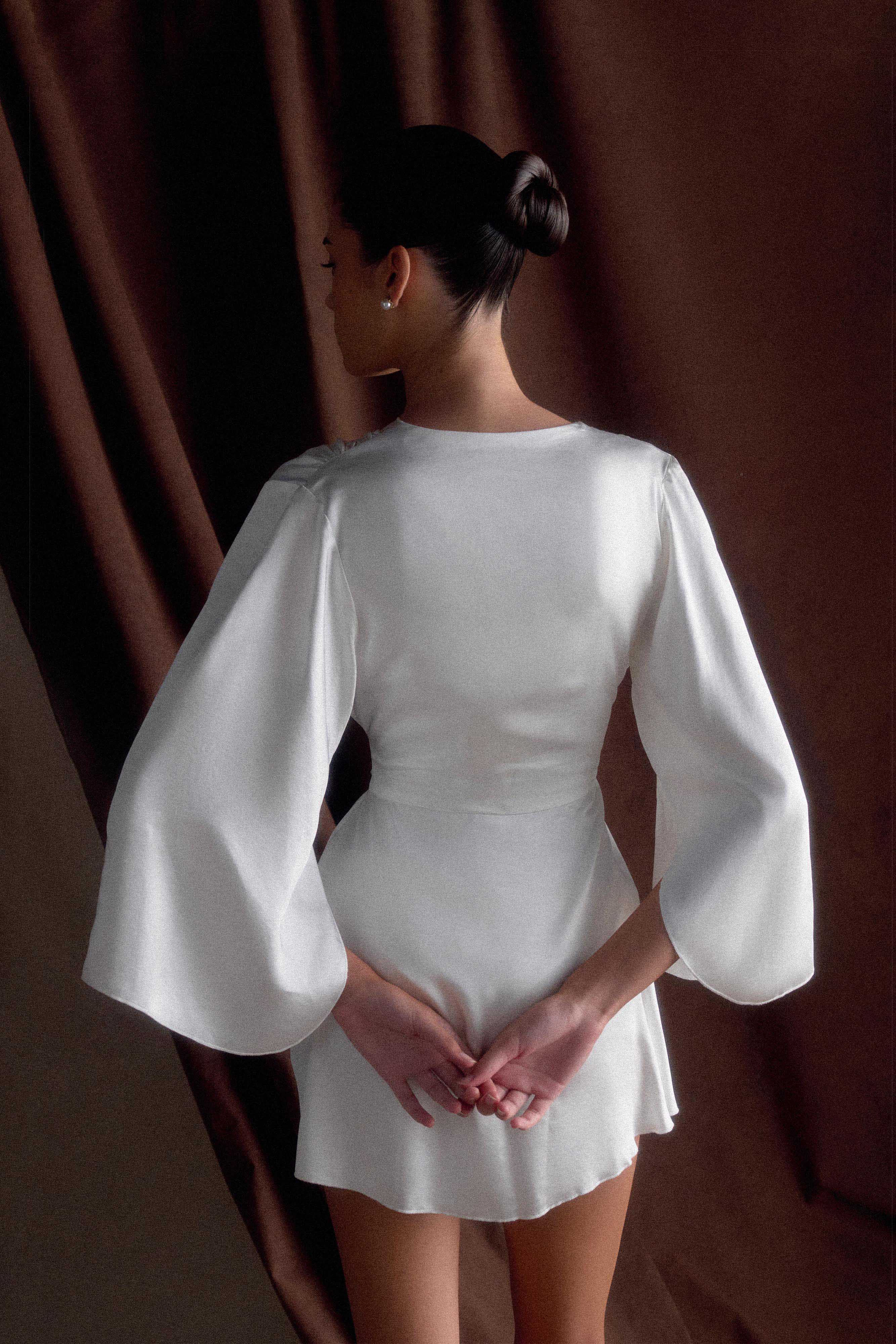Sterling Satin Bridal Robe - Ivory