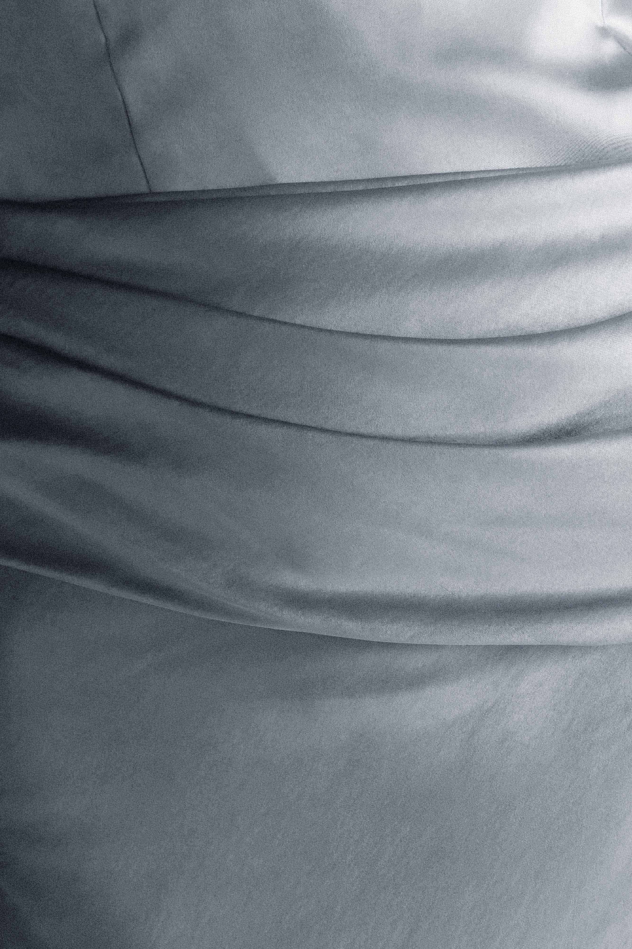 Jasmine Strapless Satin Maxi Dress - Frosted Blue