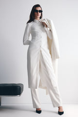 Dorian Fitted Shirt Midi Dress - White