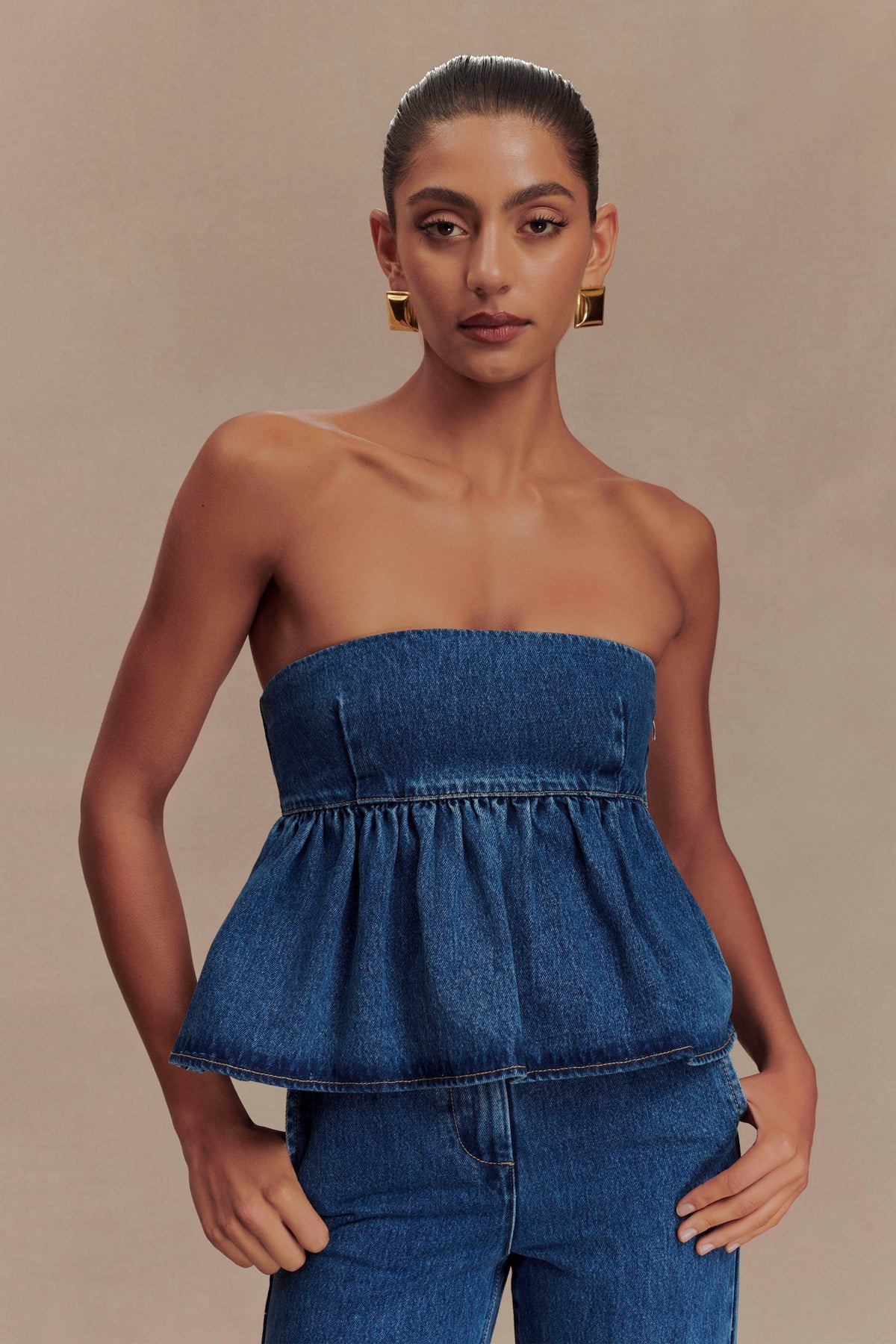 Pauline Strapless Denim Top - 90'S Blue