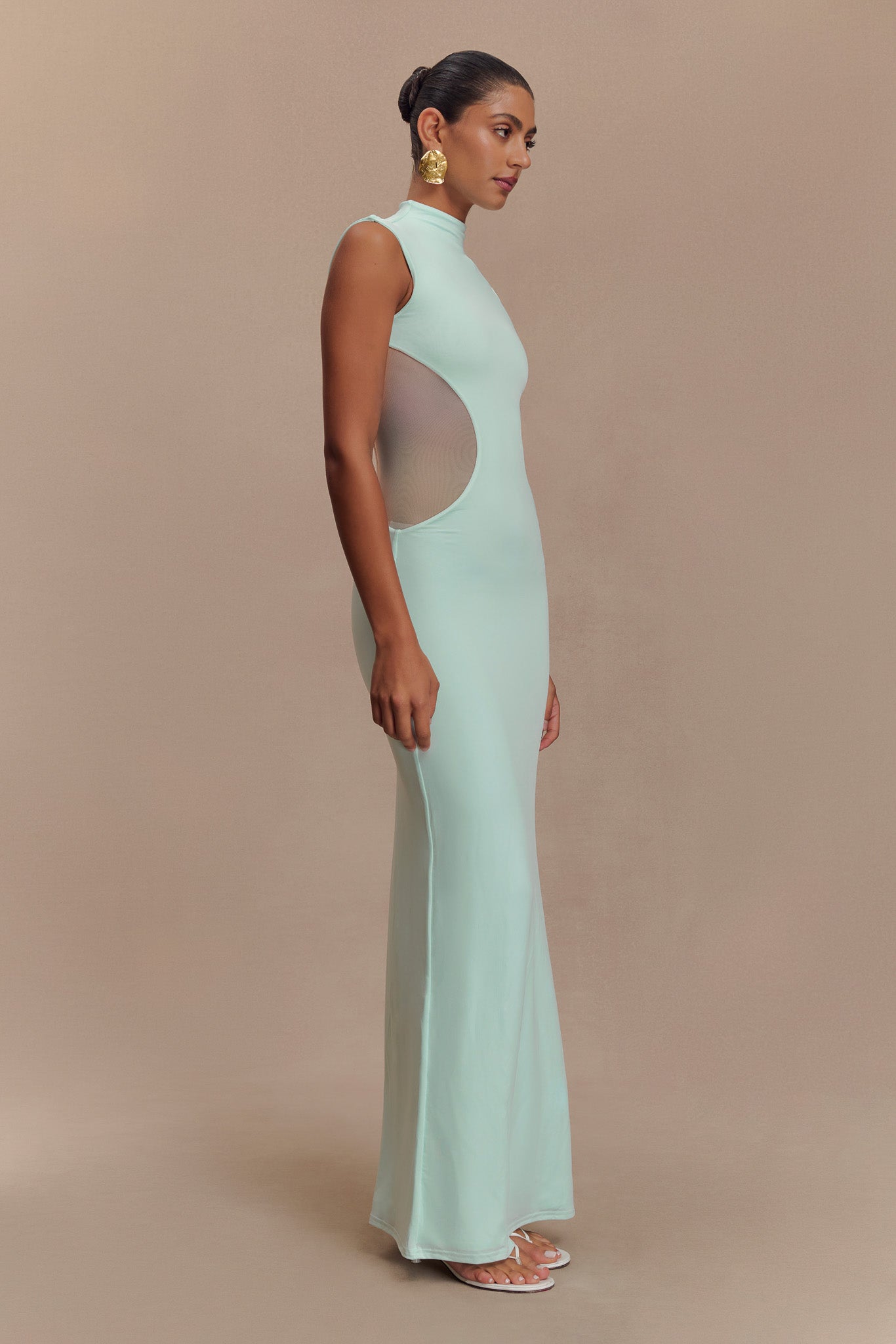 Massie Slinky And Mesh Maxi Dress - Lagoon
