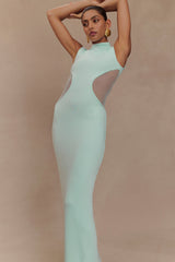 Massie Slinky And Mesh Maxi Dress - Lagoon