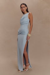 Henley Slinky Drape Maxi Dress - Pale Blue