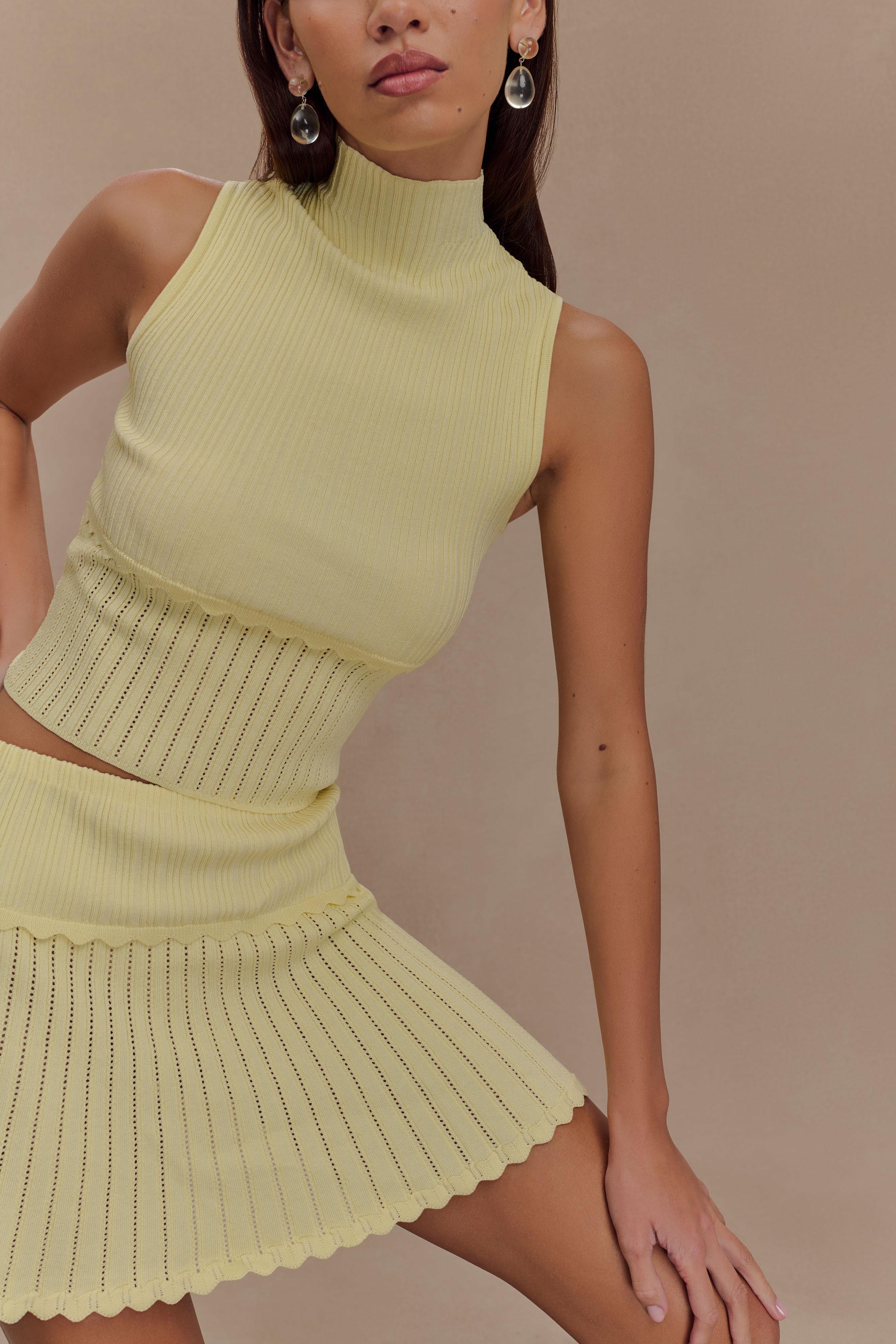 Indy Pointelle Knit Top - Lemon