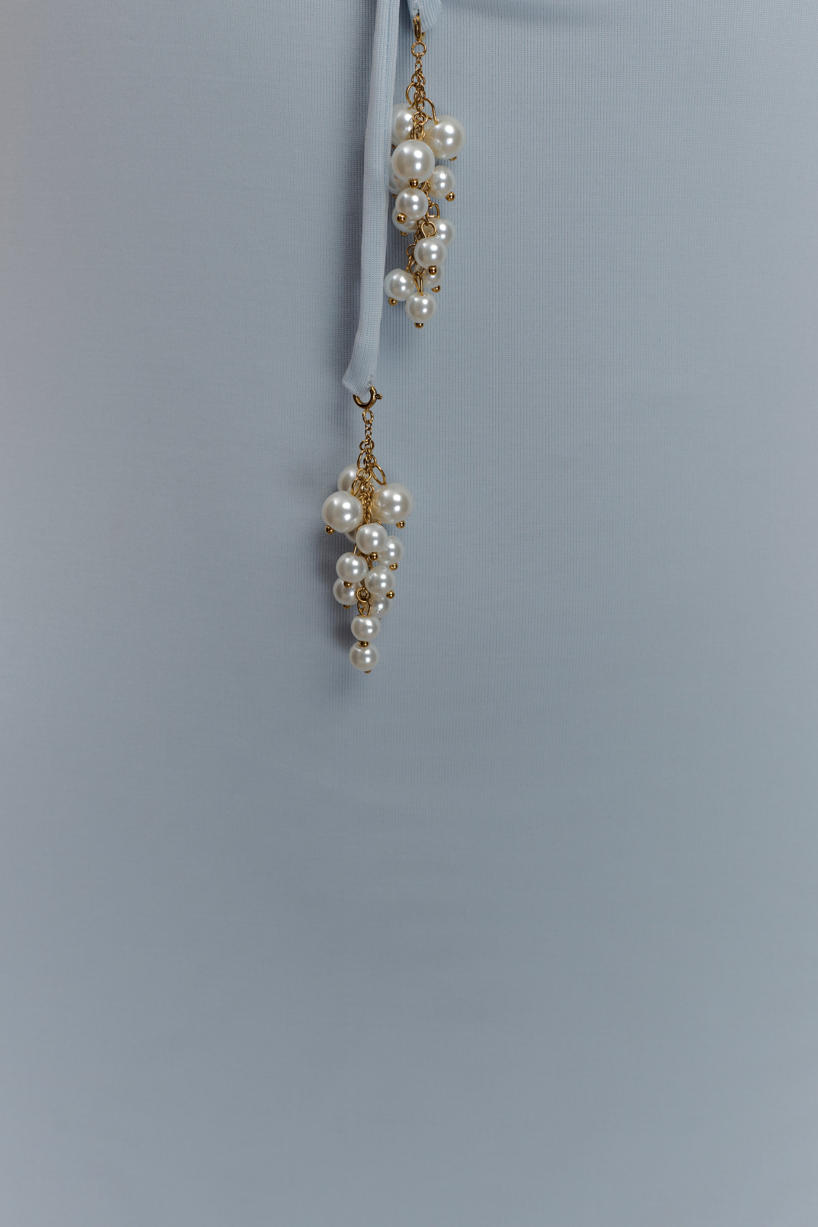 Beryl Slinky Maxi Dress With Pearls - Pale Blue