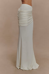 Irene Gathered Knit Maxi Skirt - Ivory