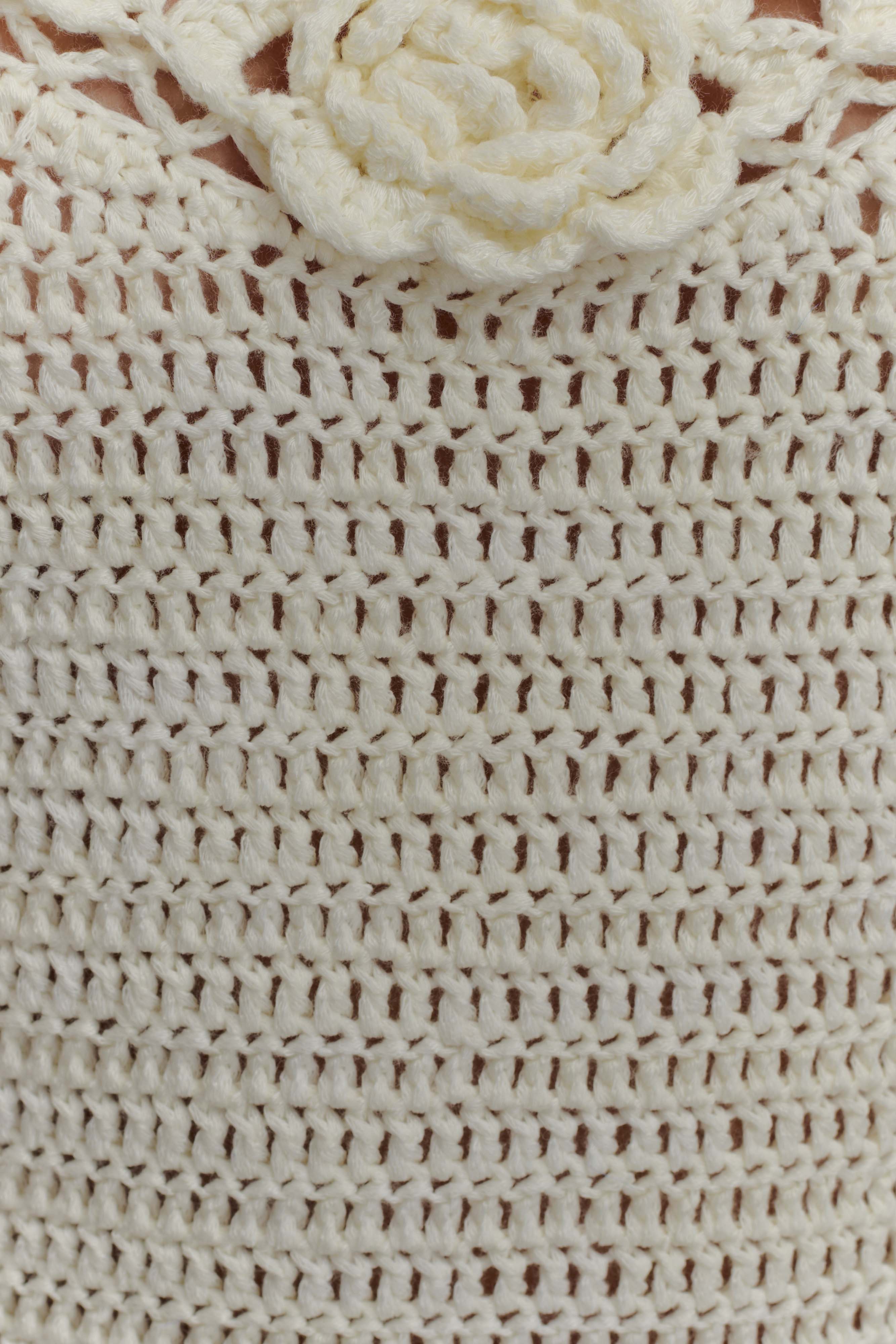 Liyah Floral Hand Crochet Mini Dress - Ivory