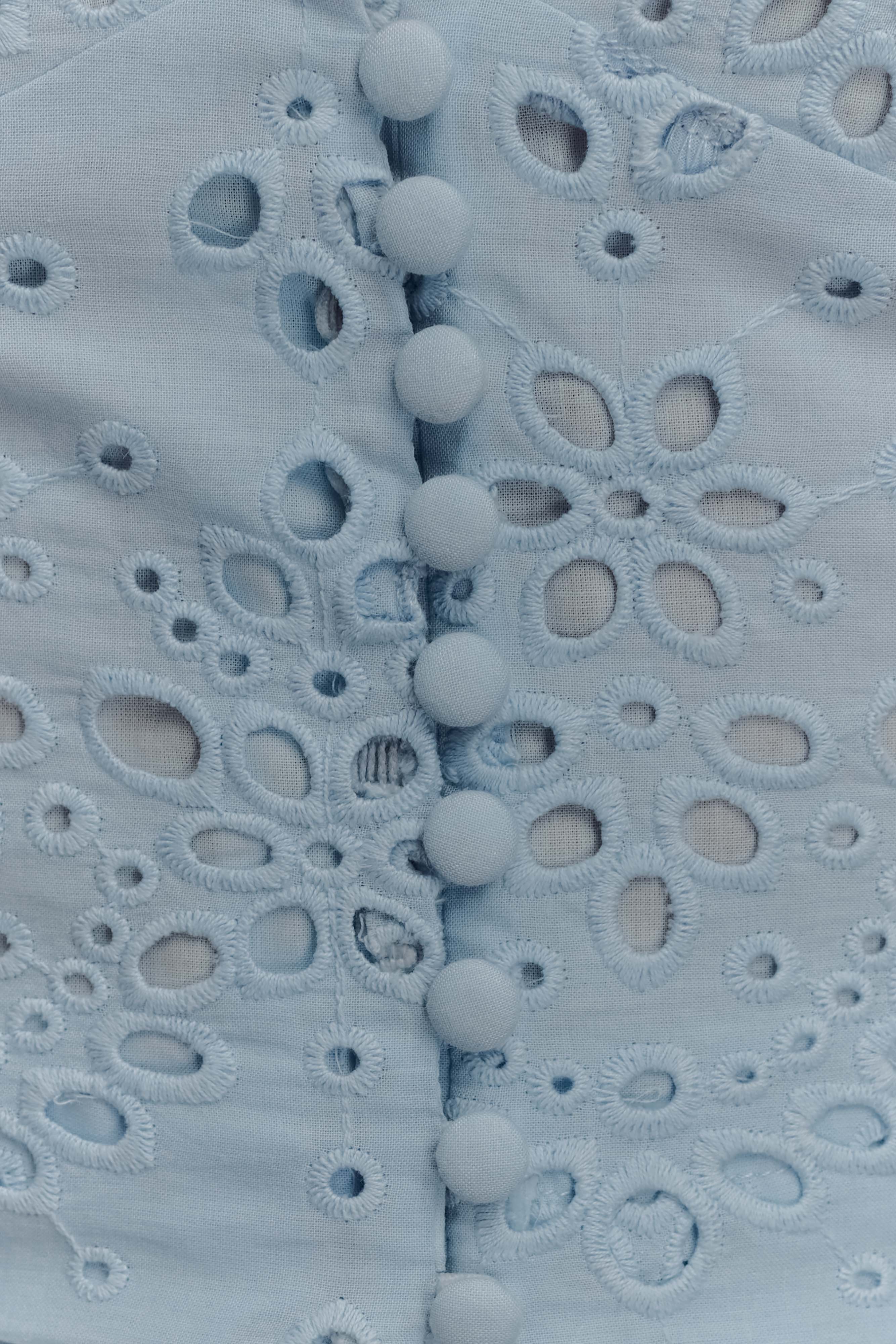 Arla Sleeveless Broderie Top - Pale Cornflower Blue