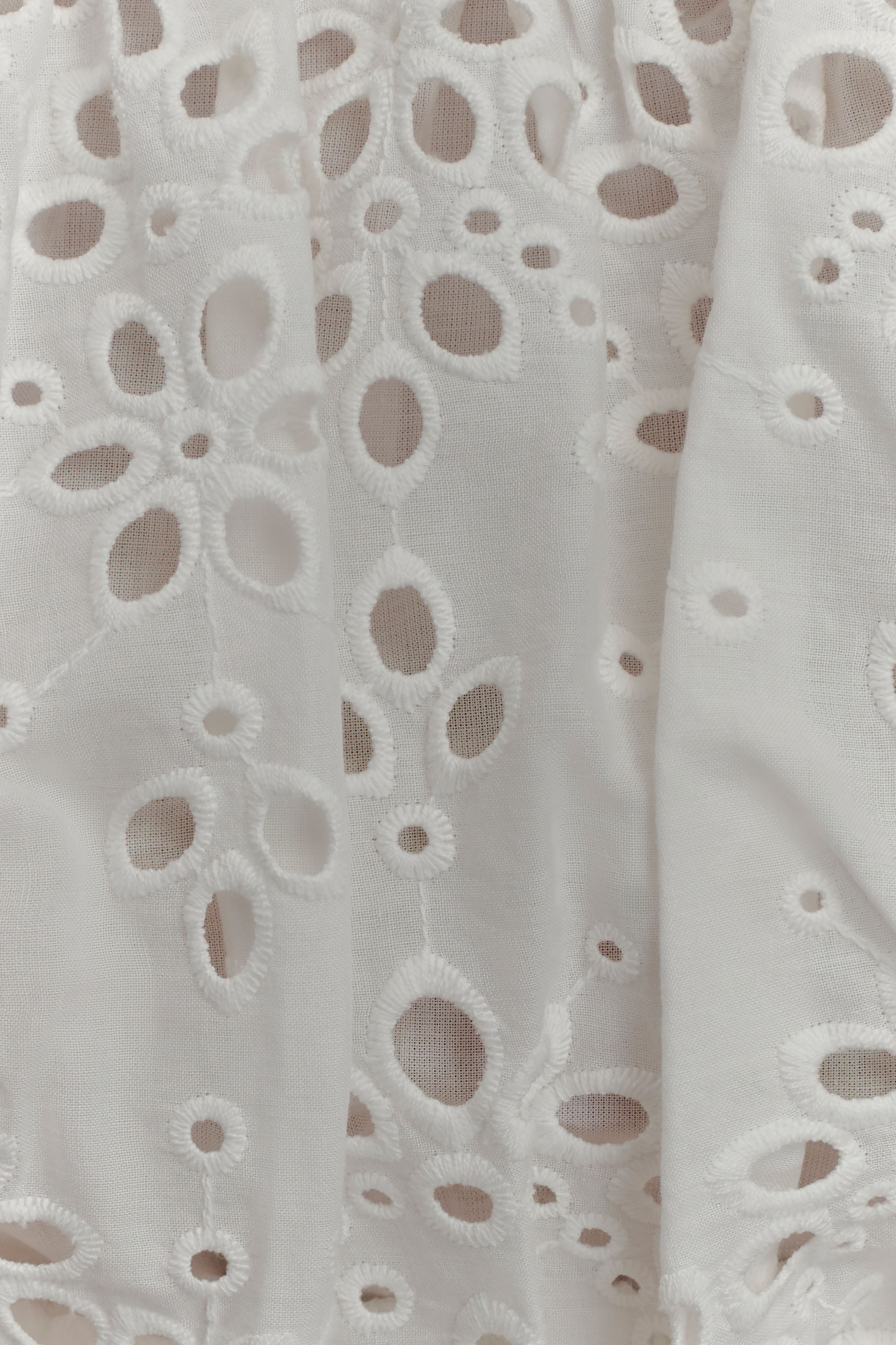 Autumn Off Shoulder Broderie Top - White