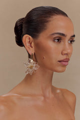 Naomi Acrylic Flower Earring - Gold