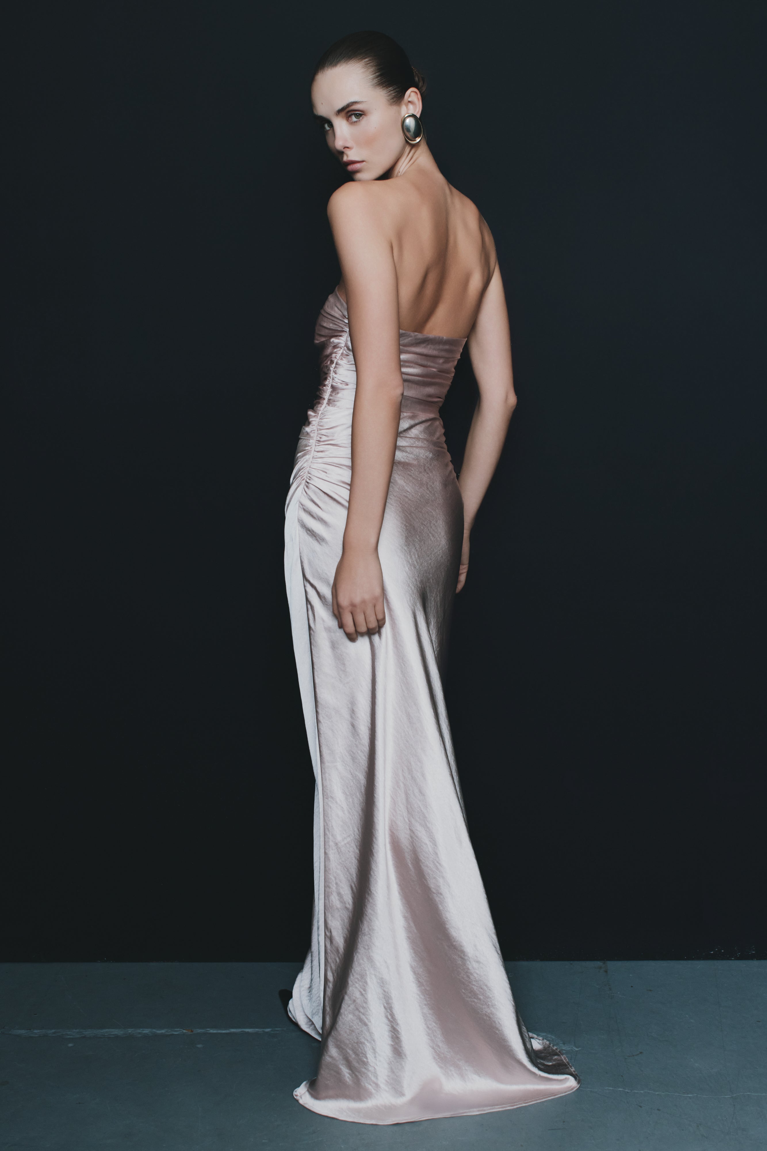 Cedar Strapless Satin Maxi Dress - Soft Pink