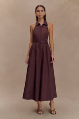 Cindy Collared Midi Dress - Chocolate