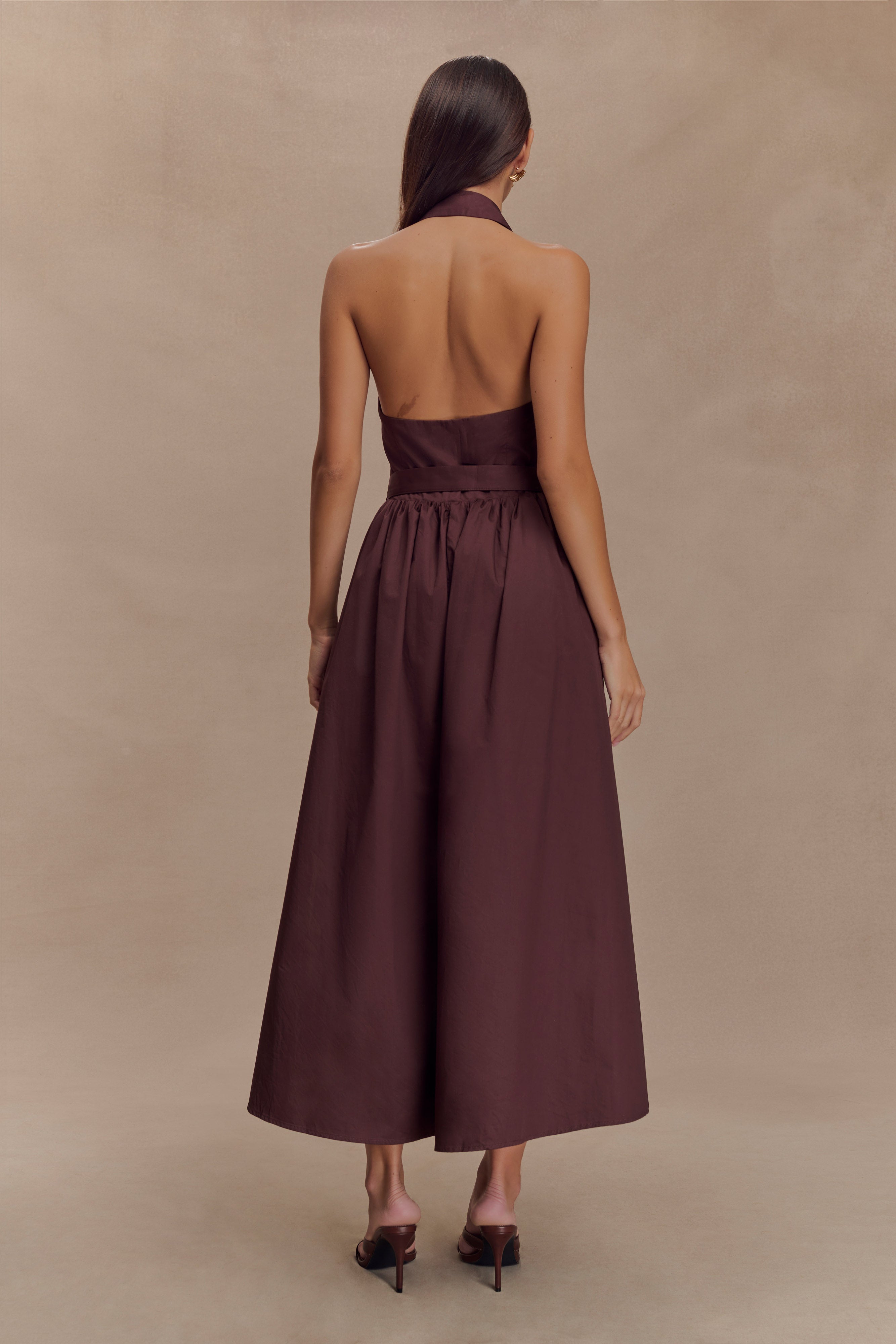 Cindy Collared Midi Dress - Chocolate