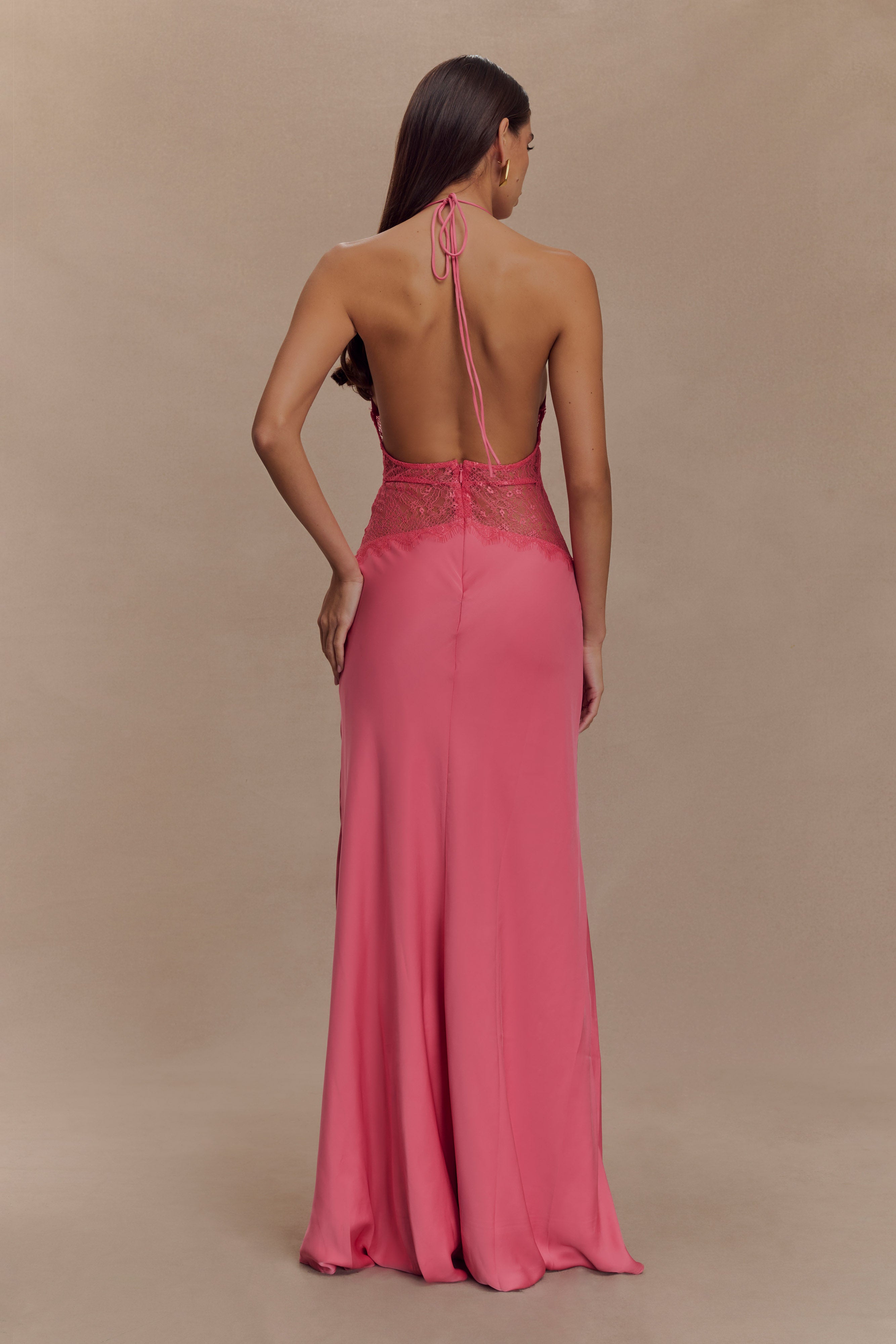 Dinah Lace And Satin Maxi Dress - Blush Rose
