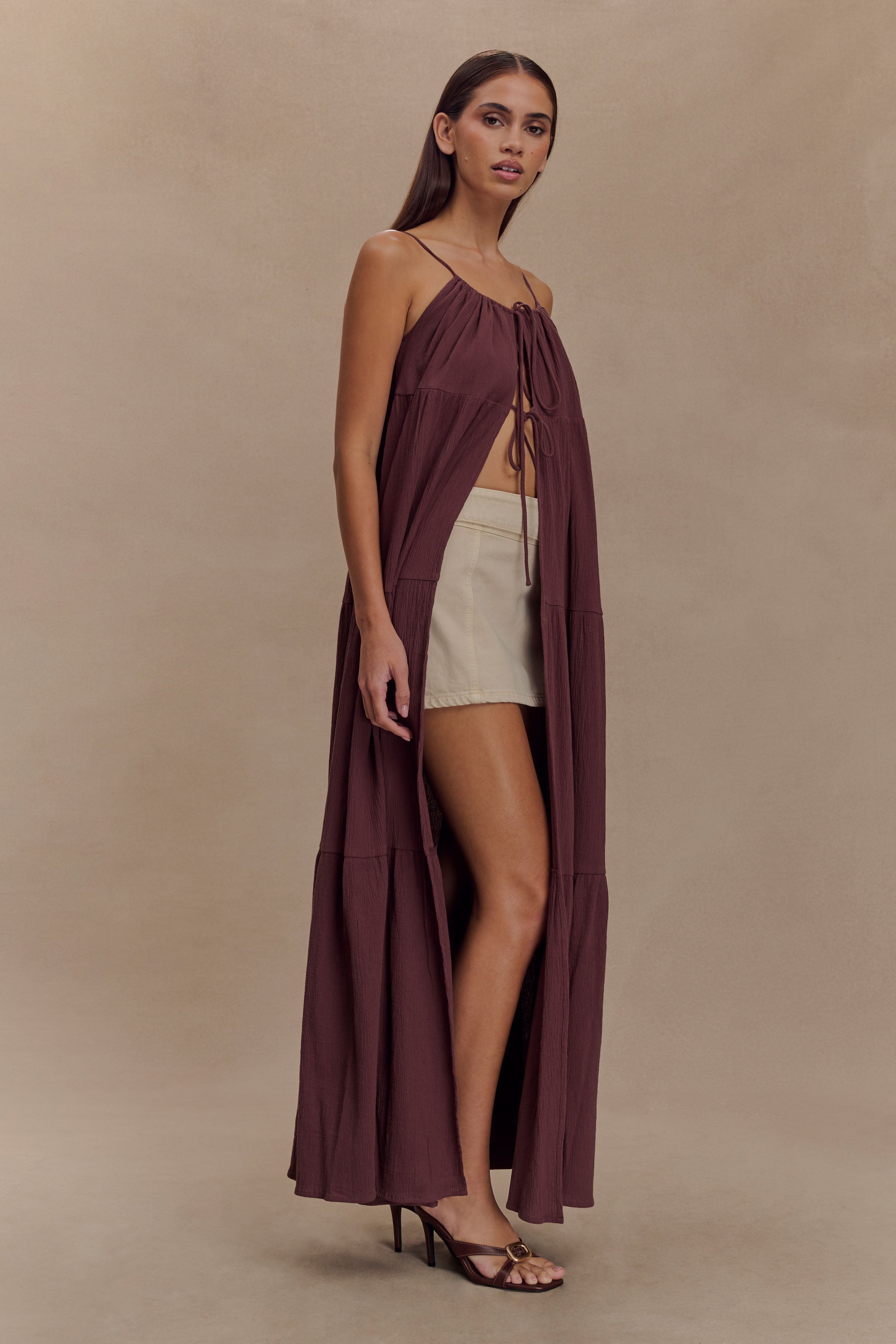 Lenny Front Tie Top - Chocolate