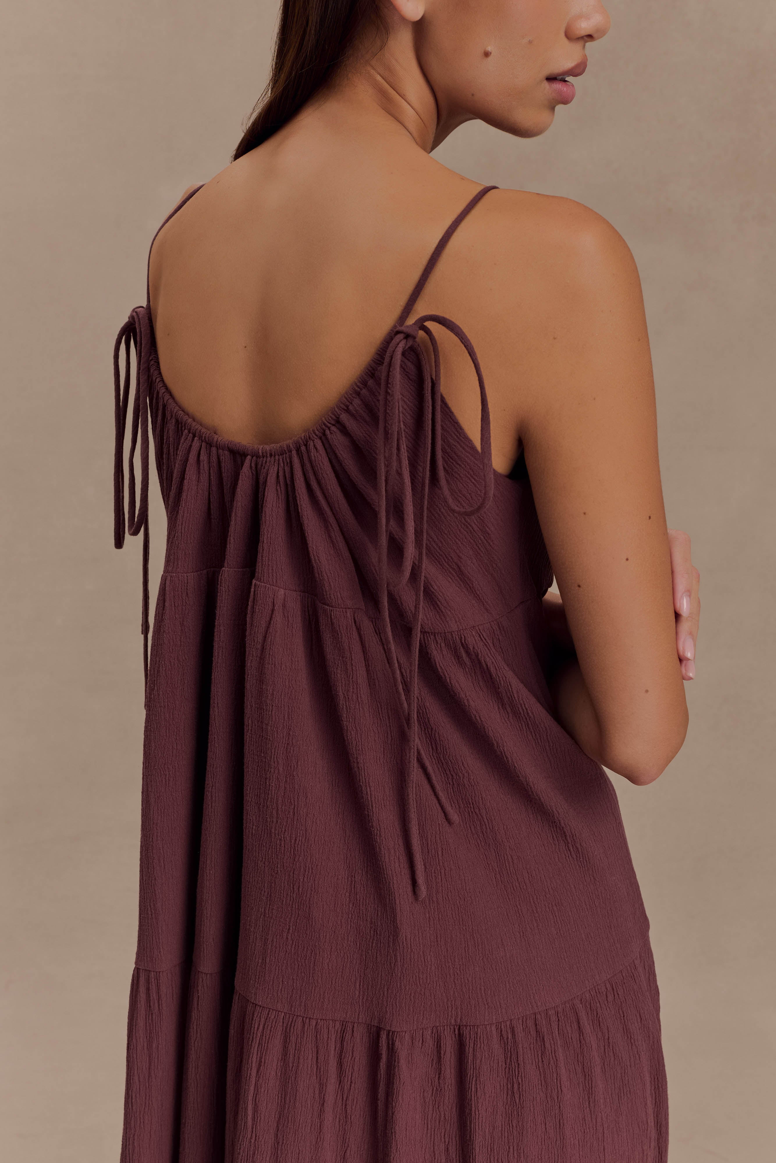 Lenny Front Tie Top - Chocolate