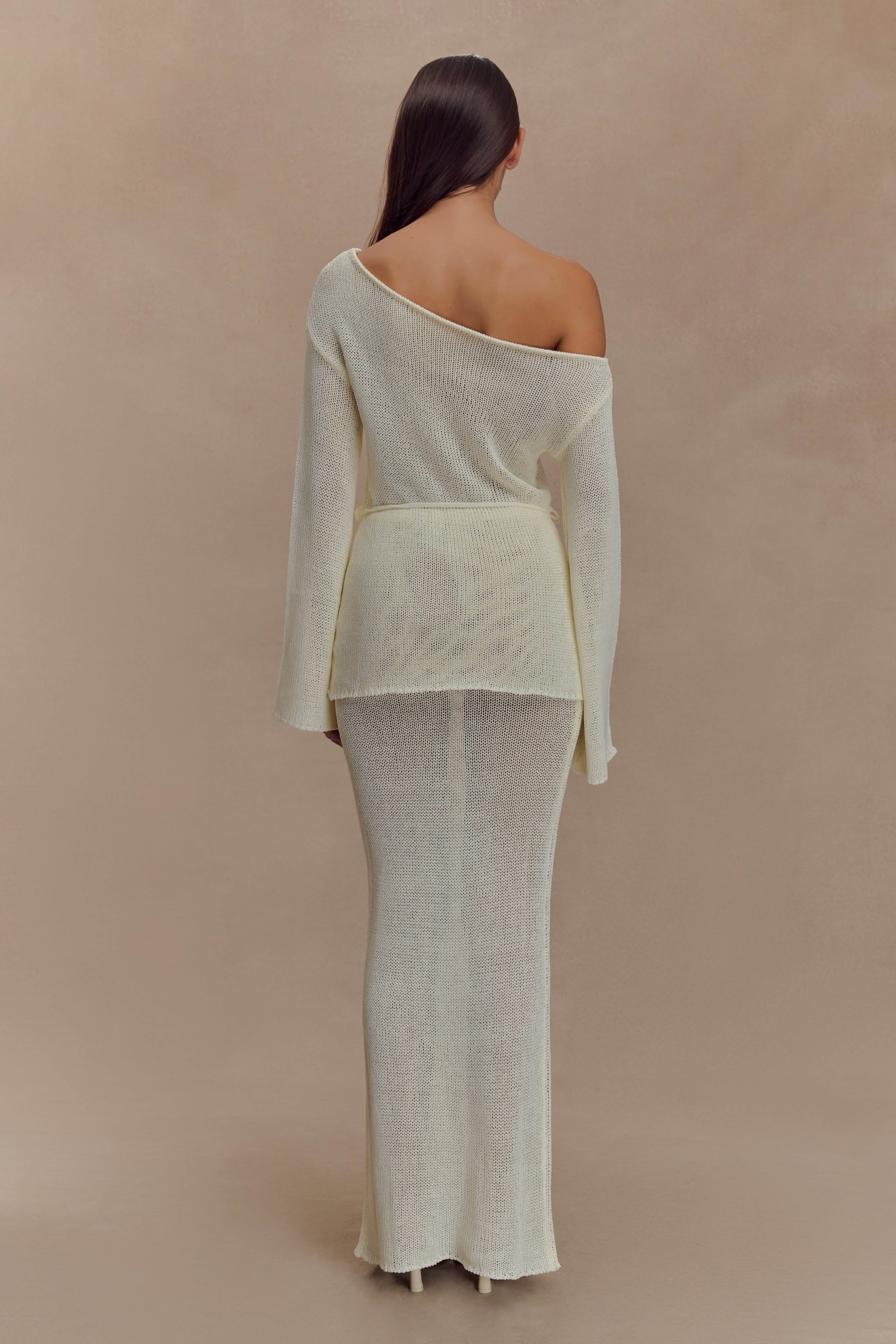 Reagan Off Shoulder Knit Top - White