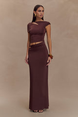 Haven Slinky Twist Midi Skirt - Chocolate